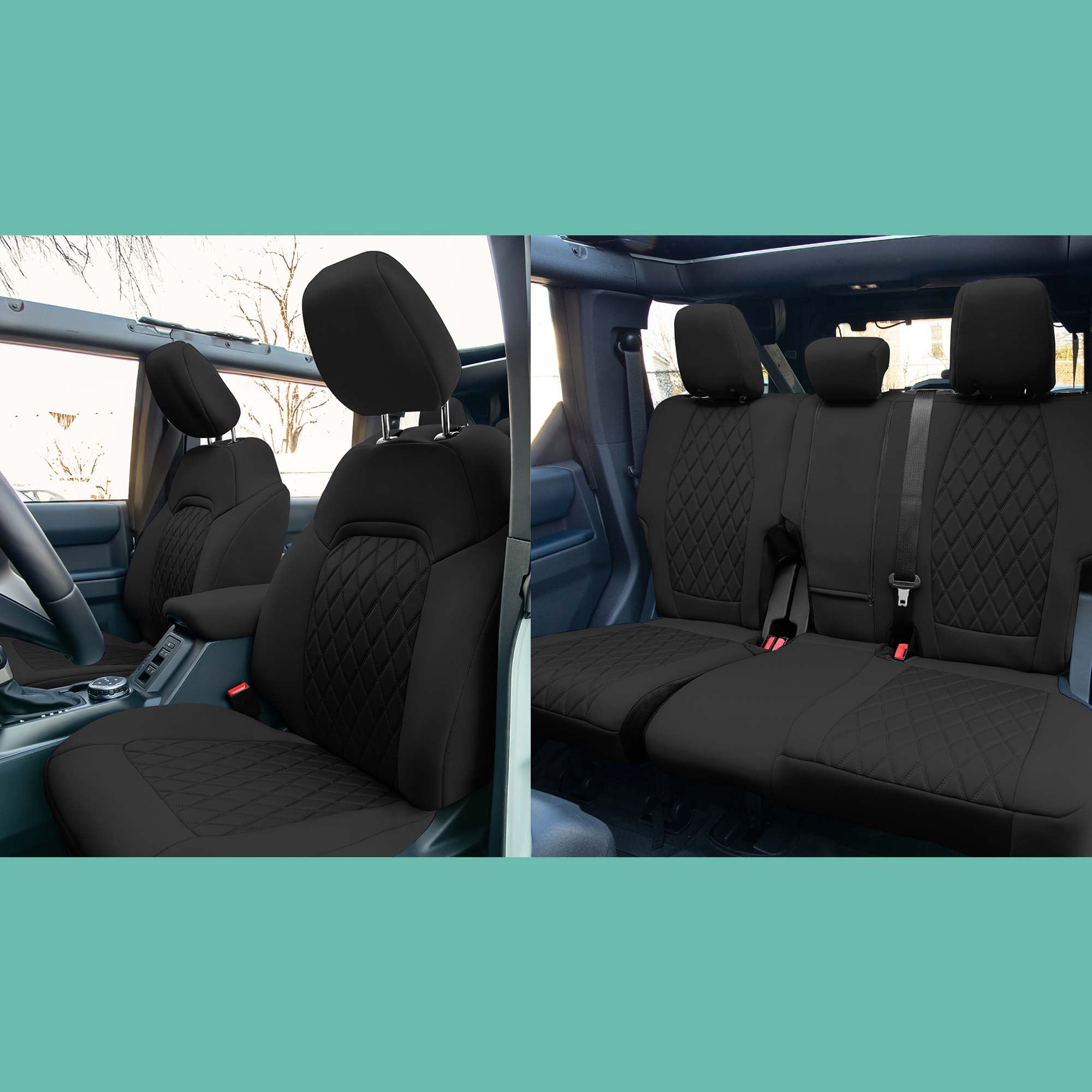 Ford Bronco Full Size SUV 2021-2024 - Full Set Seat Covers  - Black Ultraflex Neoprene
