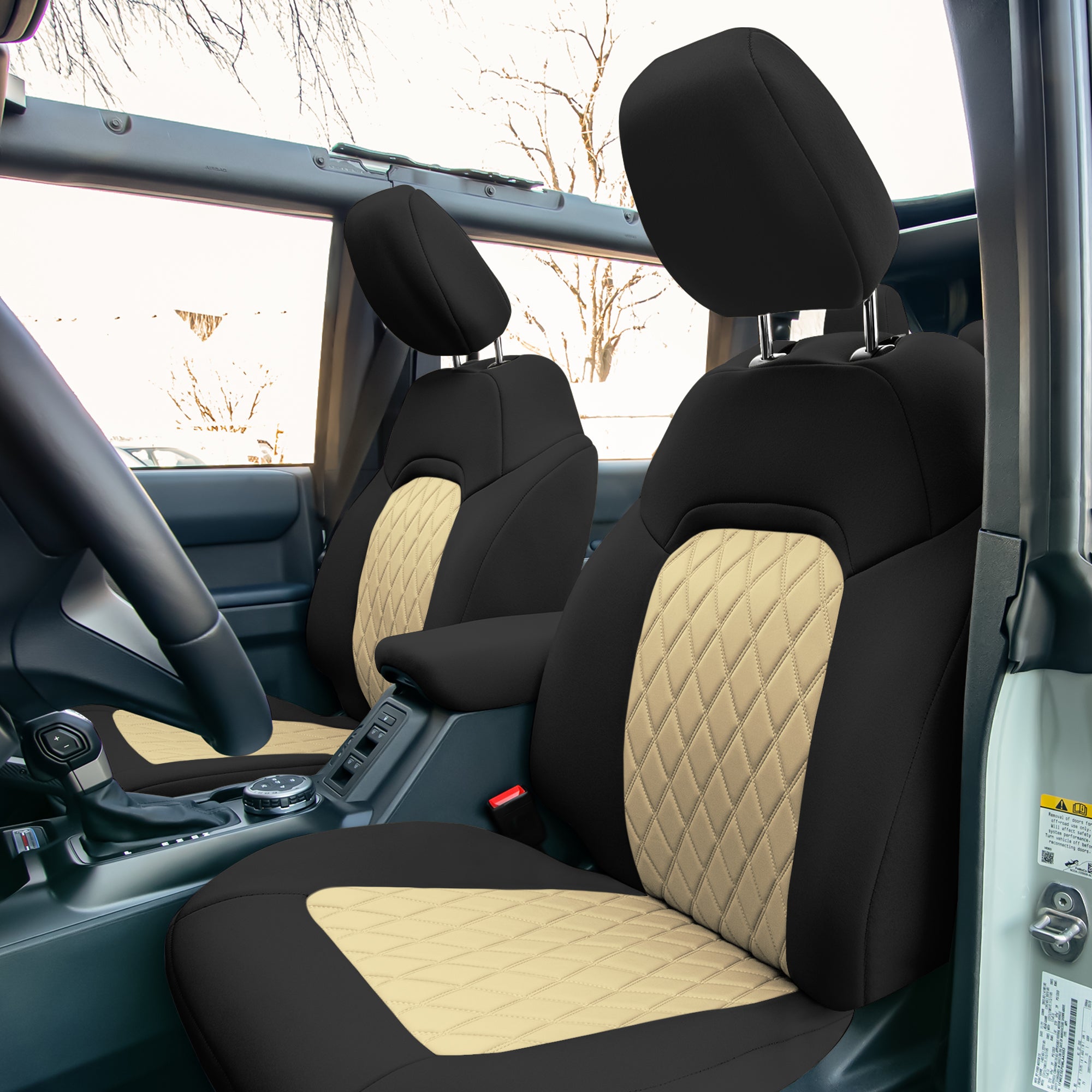 Ford Bronco Full Size SUV 2021-2024 - Front Set Seat Covers  -  Beige Ultraflex Neoprene