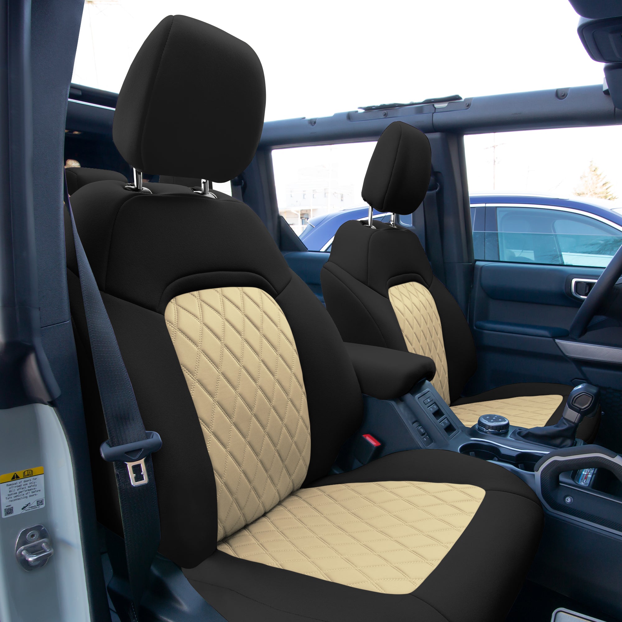 Ford Bronco Full Size SUV 2021-2024 - Front Set Seat Covers  -  Beige Ultraflex Neoprene