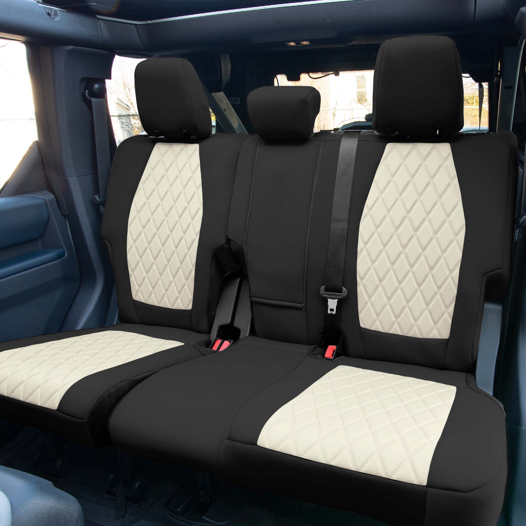 Ford Bronco Full Size SUV 2021-2024 - Rear Set Seat Covers  - Beige Ultraflex Neoprene