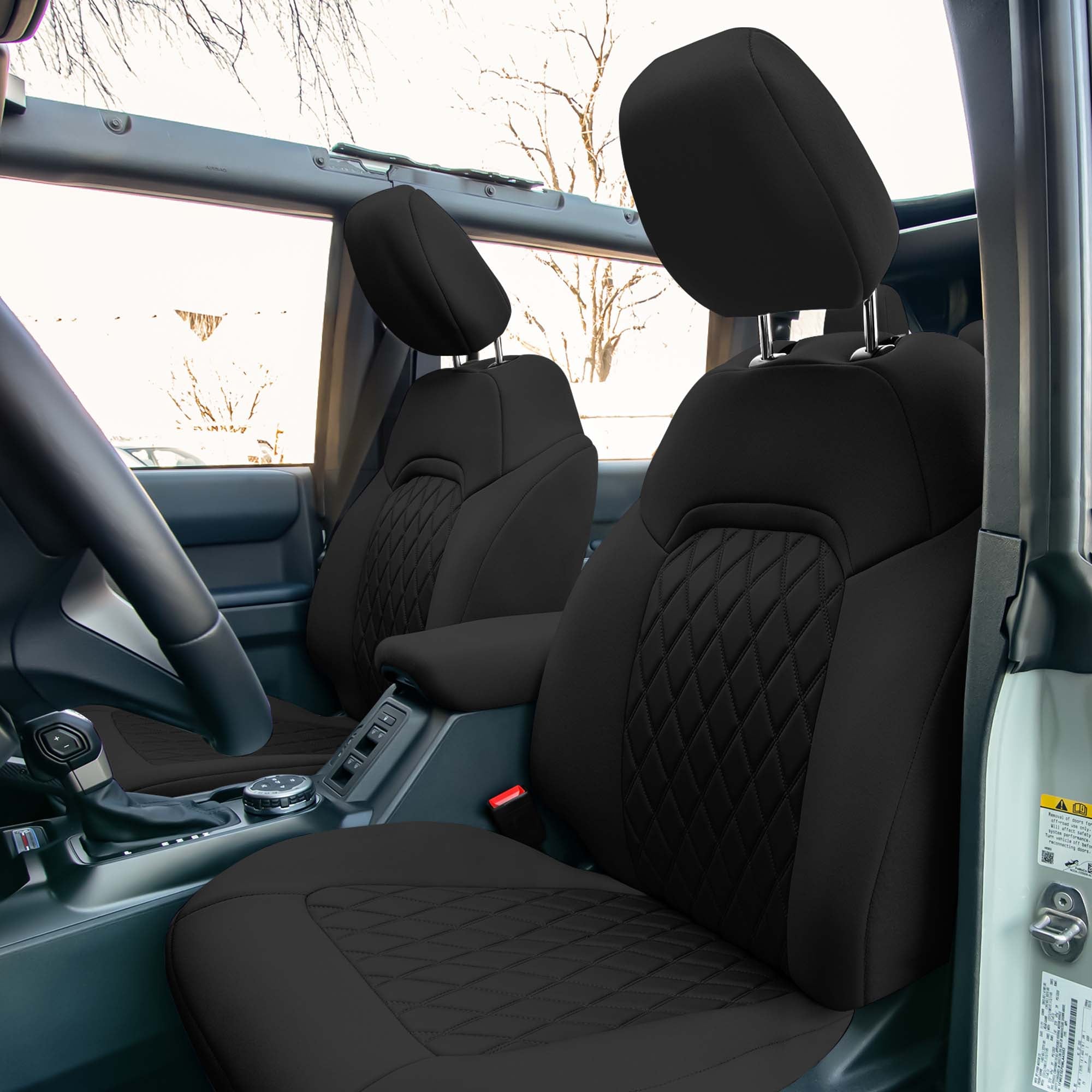 Ford Bronco Full Size SUV 2021-2024 - Front Set Seat Covers  -  Black Ultraflex Neoprene