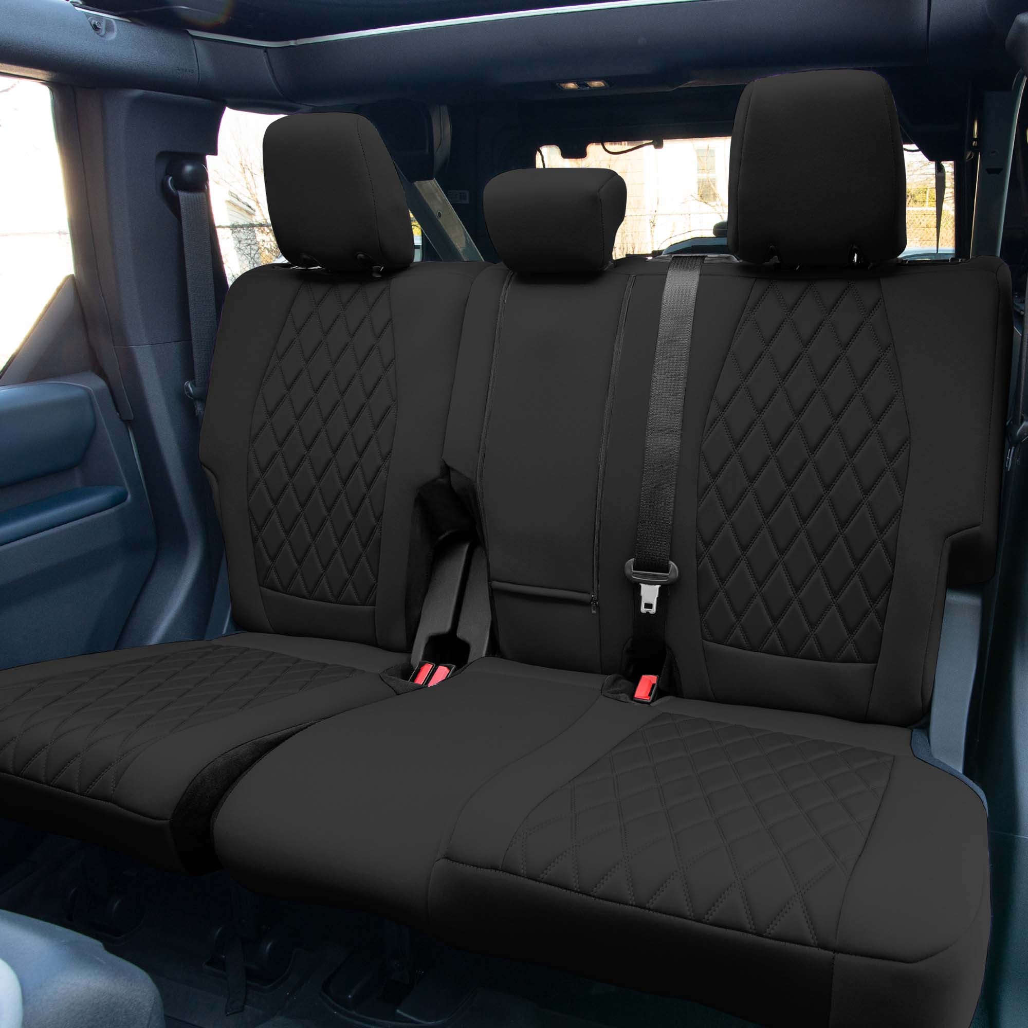 Ford Bronco Full Size SUV 2021-2024 - Rear Set Seat Covers  - Black Ultraflex Neoprene