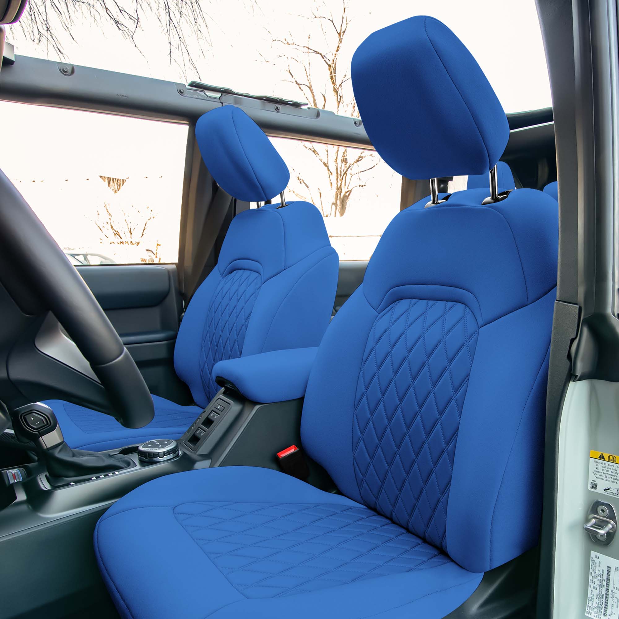 Ford Bronco Full Size SUV 2021-2024 - Front Set Seat Covers  -  Solid Blue Ultraflex Neoprene