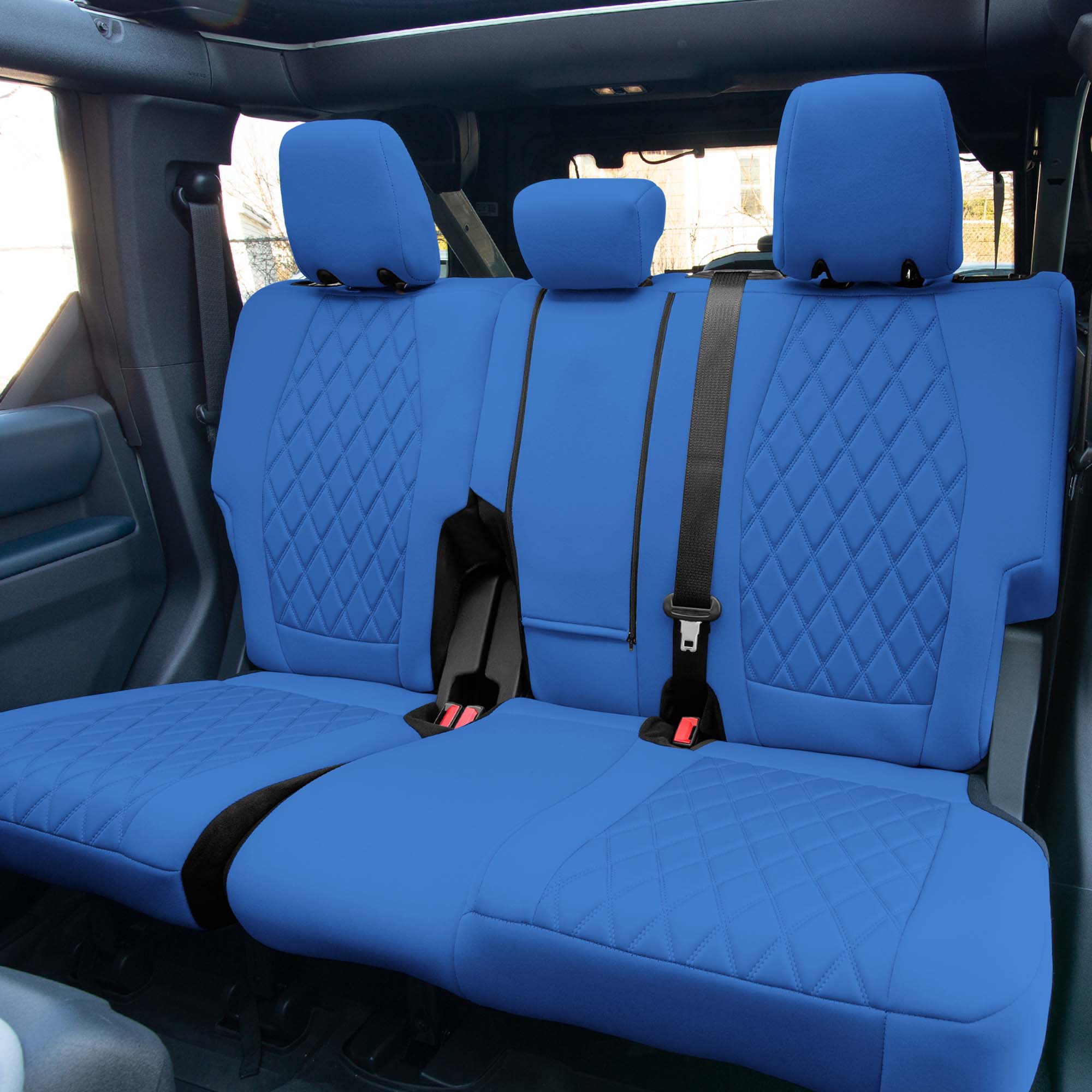 Ford Bronco Full Size SUV 2021-2024 - Rear Set Seat Covers  - Solid Blue Ultraflex Neoprene