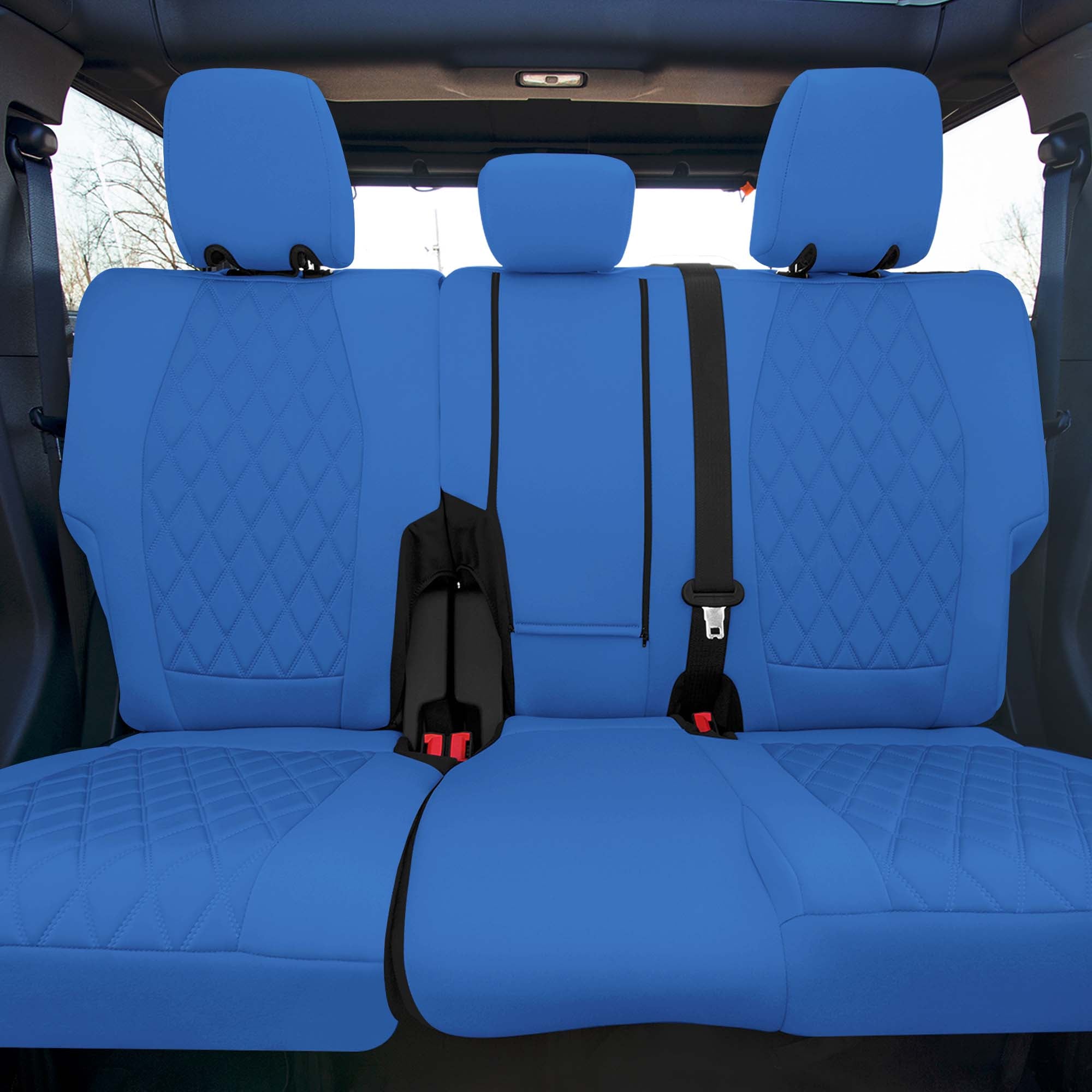 Ford Bronco Full Size SUV 2021-2024 - Rear Set Seat Covers  - Solid Blue Ultraflex Neoprene