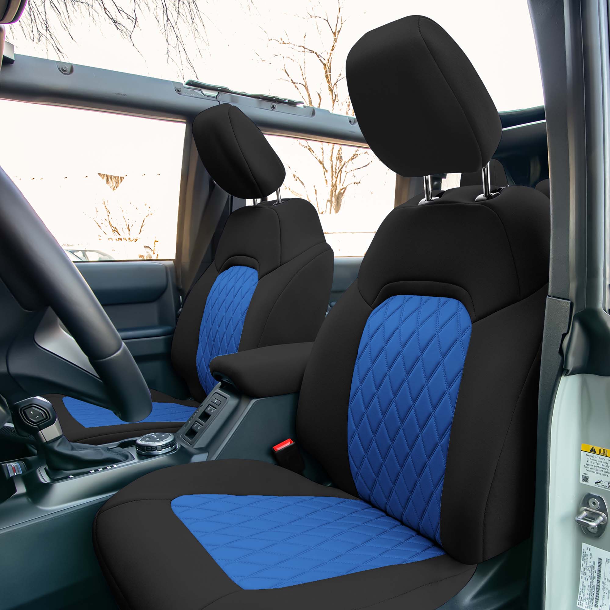 Ford Bronco Full Size SUV 2021-2024 - Front Set Seat Covers  -  Blue Ultraflex Neoprene