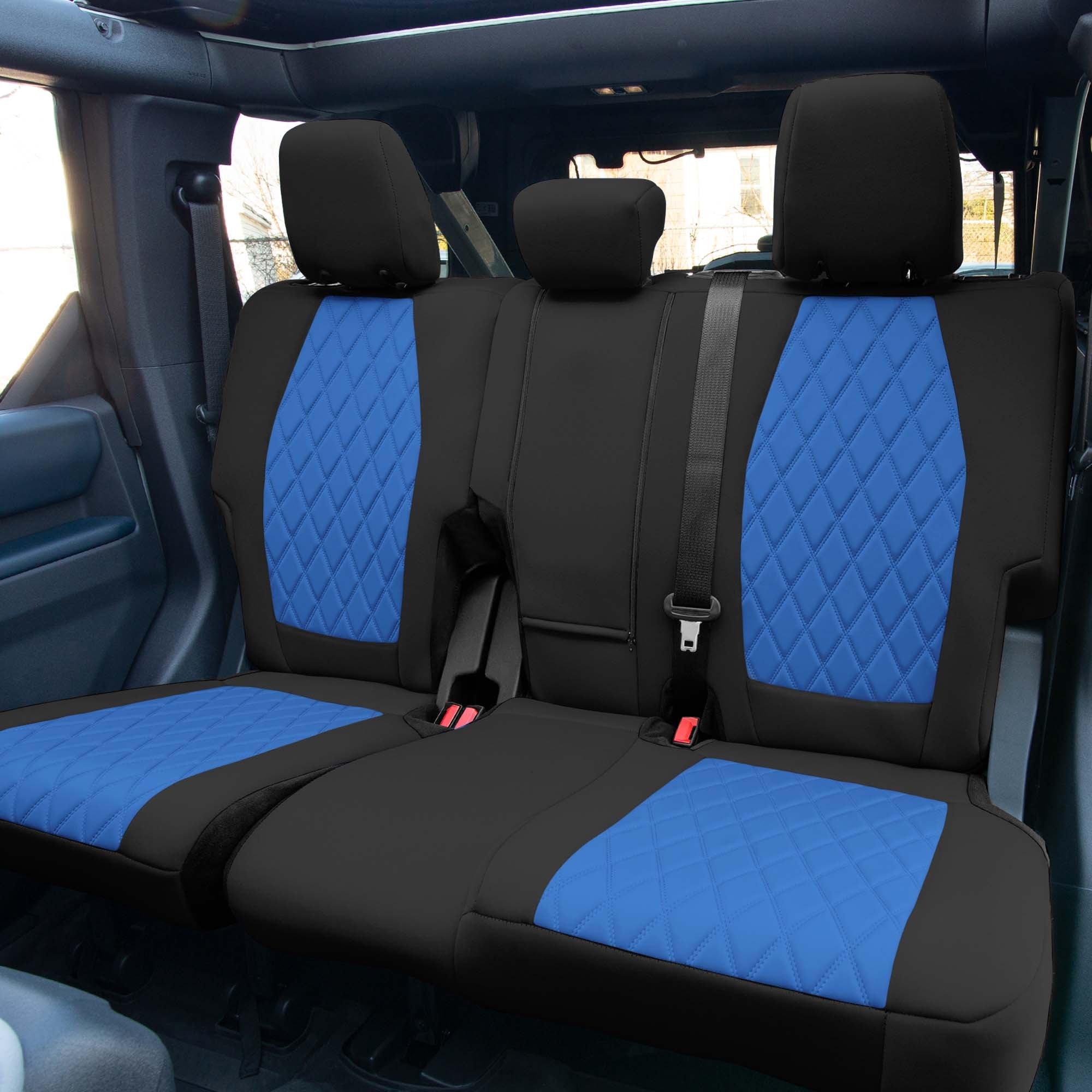 Ford Bronco Full Size SUV 2021-2024 - Rear Set Seat Covers  - Blue Ultraflex Neoprene