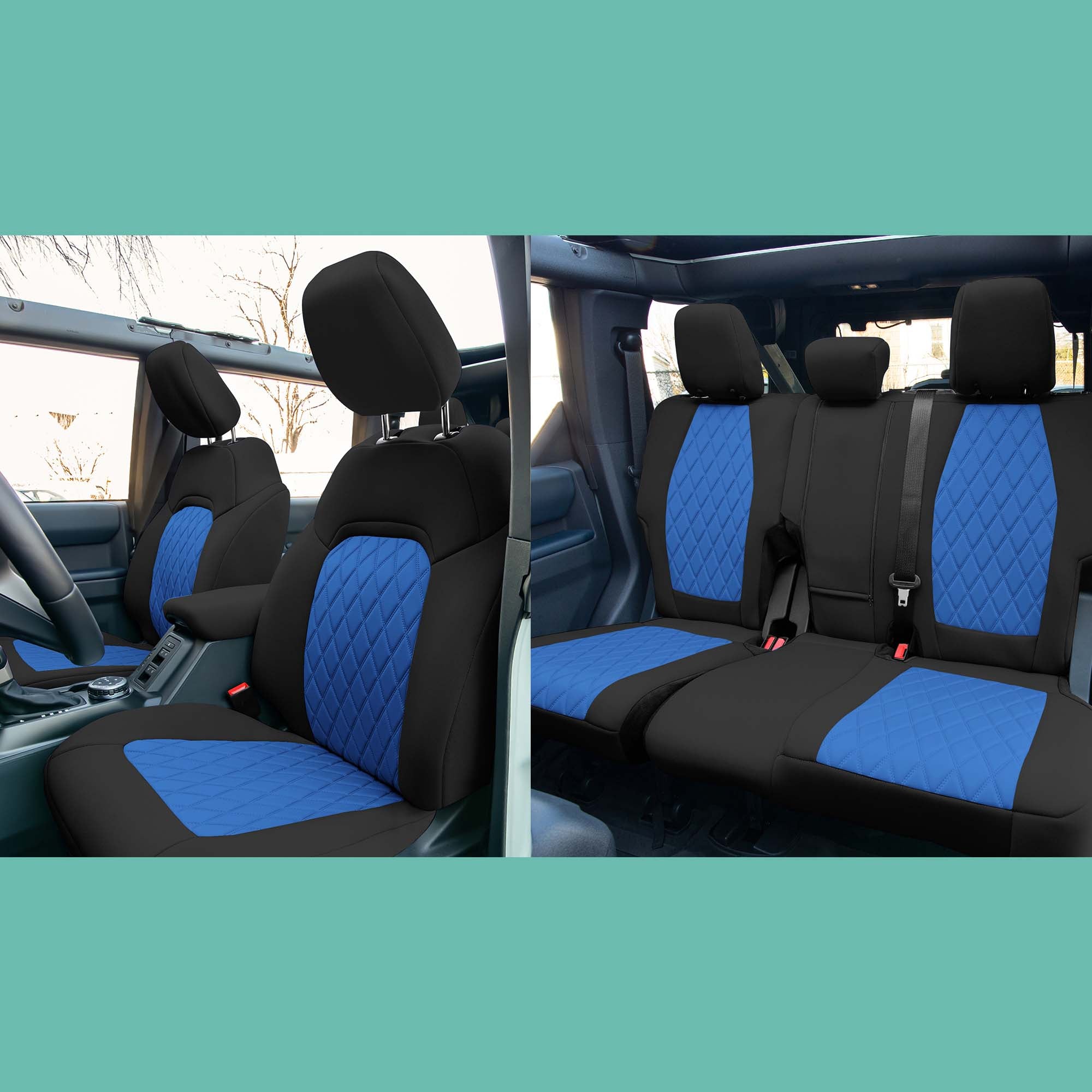 Ford Bronco Full Size SUV 2021-2024 - Full Set Seat Covers  - Blue Ultraflex Neoprene