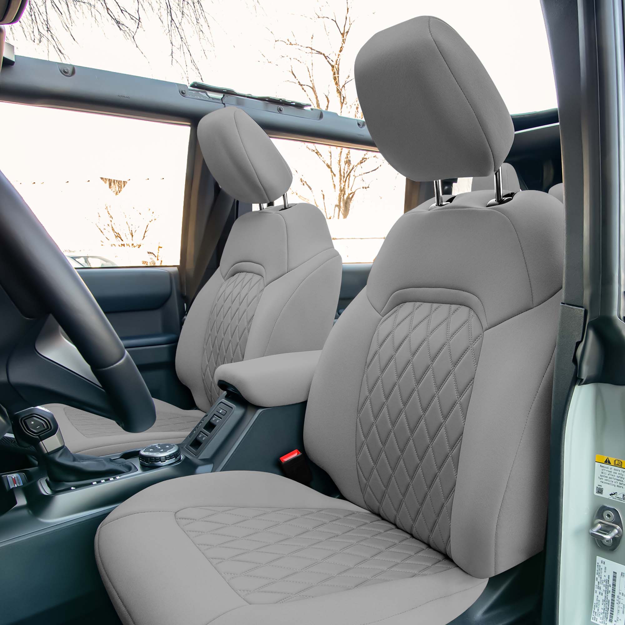 Ford Bronco Full Size SUV 2021-2024 - Full Set Seat Covers  - Solid Gray Ultraflex Neoprene