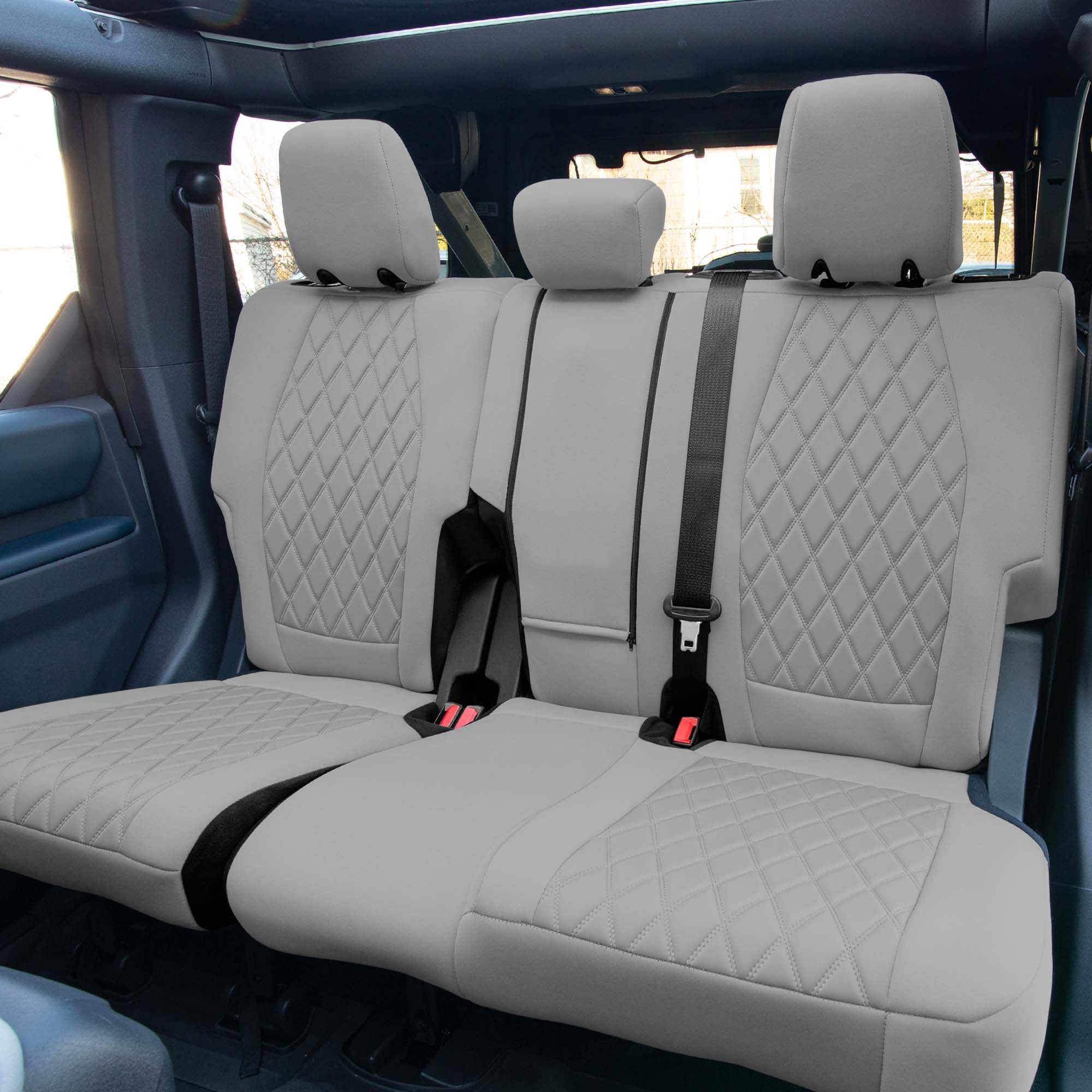 Ford Bronco Full Size SUV 2021-2024 - Rear Set Seat Covers  - Solid Gray Ultraflex Neoprene