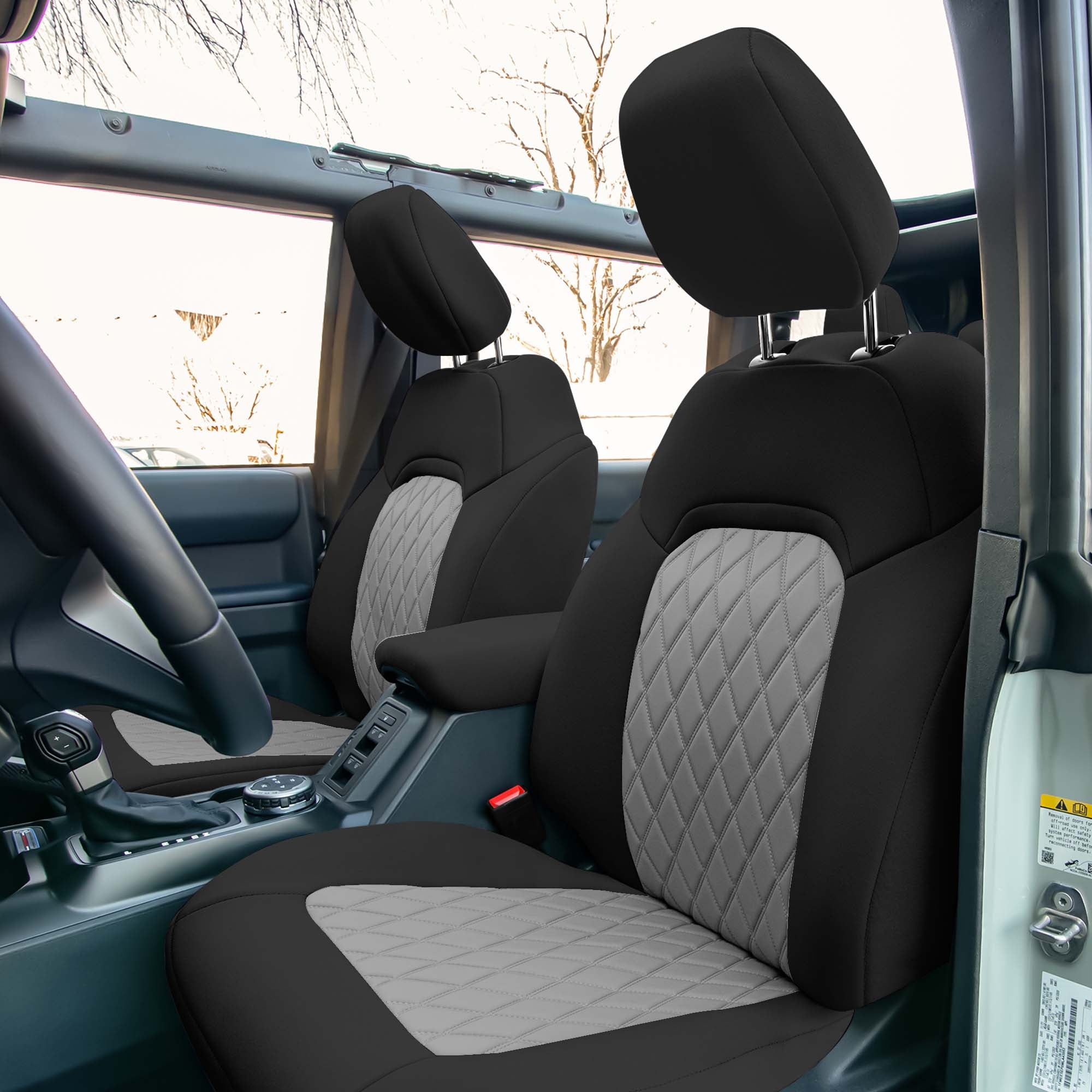Ford Bronco Full Size SUV 2021-2024 - Front Set Seat Covers  -  Gray Ultraflex Neoprene