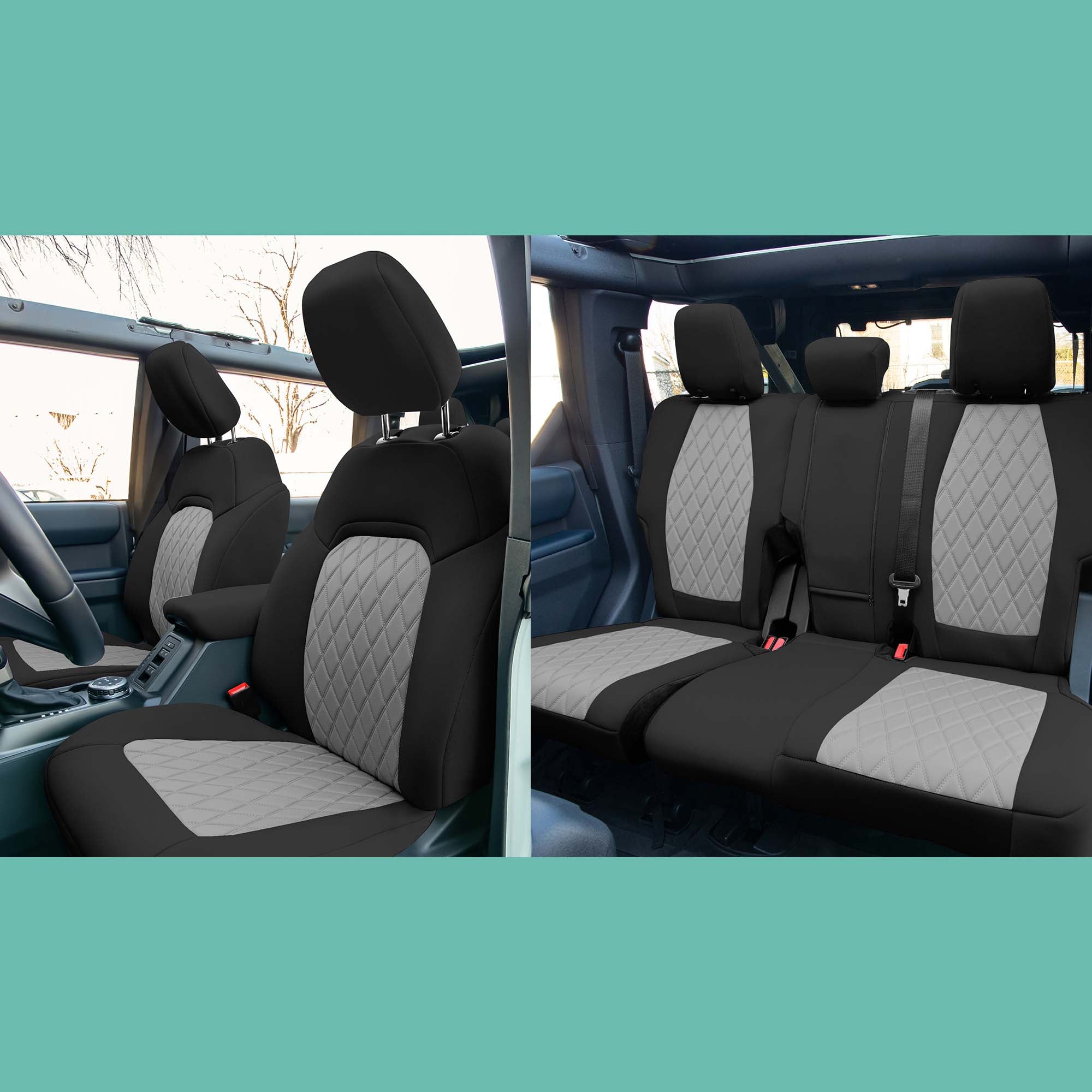 Ford Bronco Full Size SUV 2021-2024 - Full Set Seat Covers  - Gray Ultraflex Neoprene