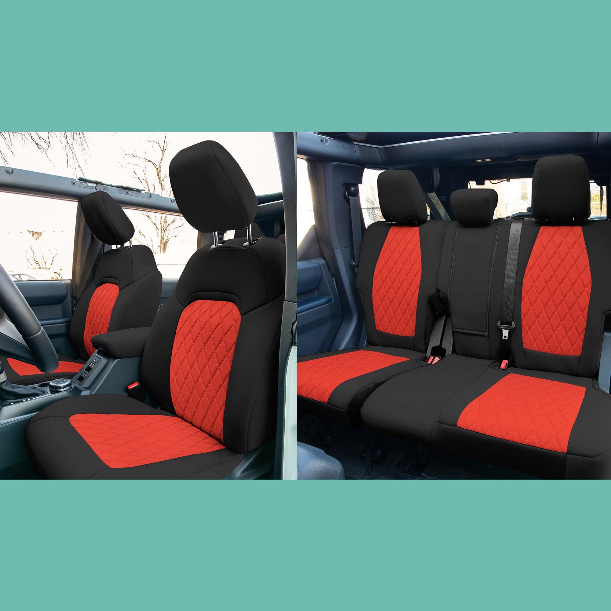 Ford Bronco Full Size SUV 2021-2024 - Full Set Seat Covers  - Red Ultraflex Neoprene