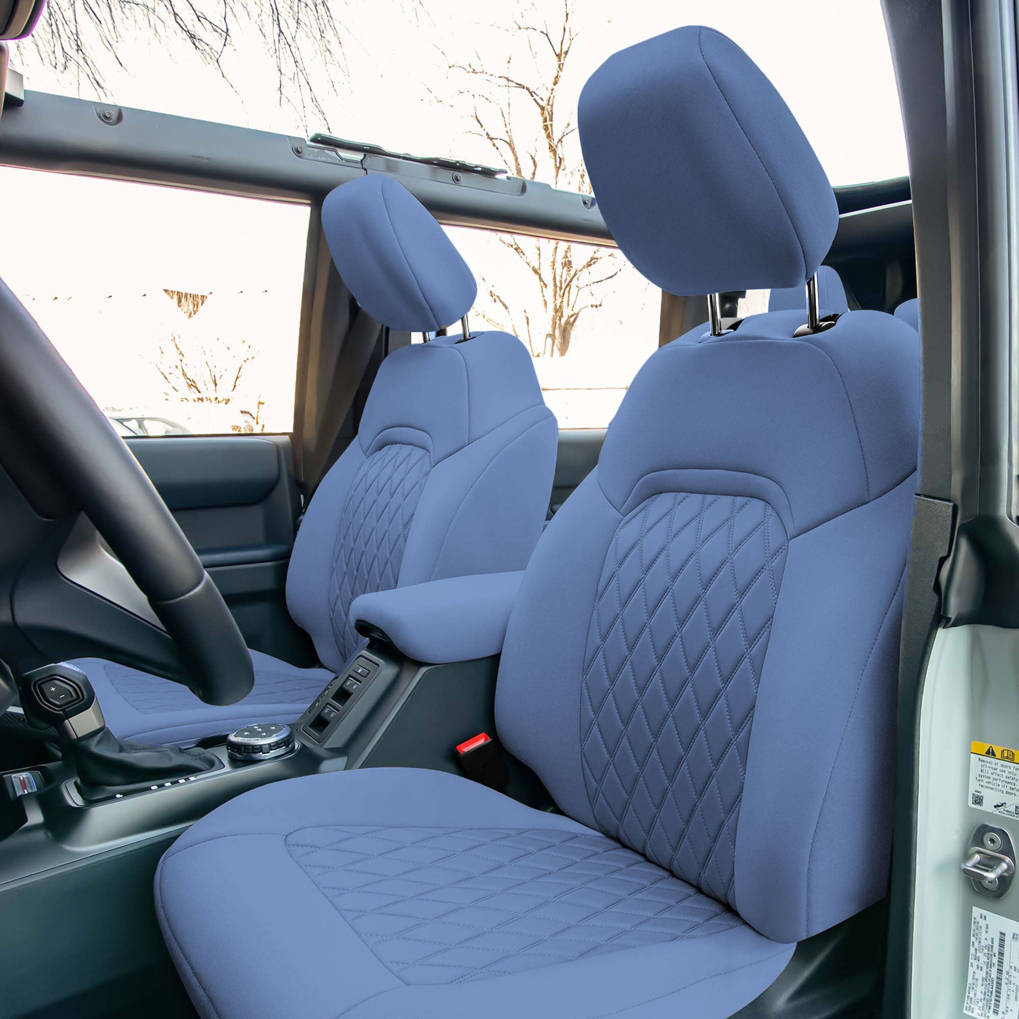 Ford Bronco Full Size SUV 2021-2024 - Front Set Seat Covers  -  Solid Blue Ultraflex Neoprene
