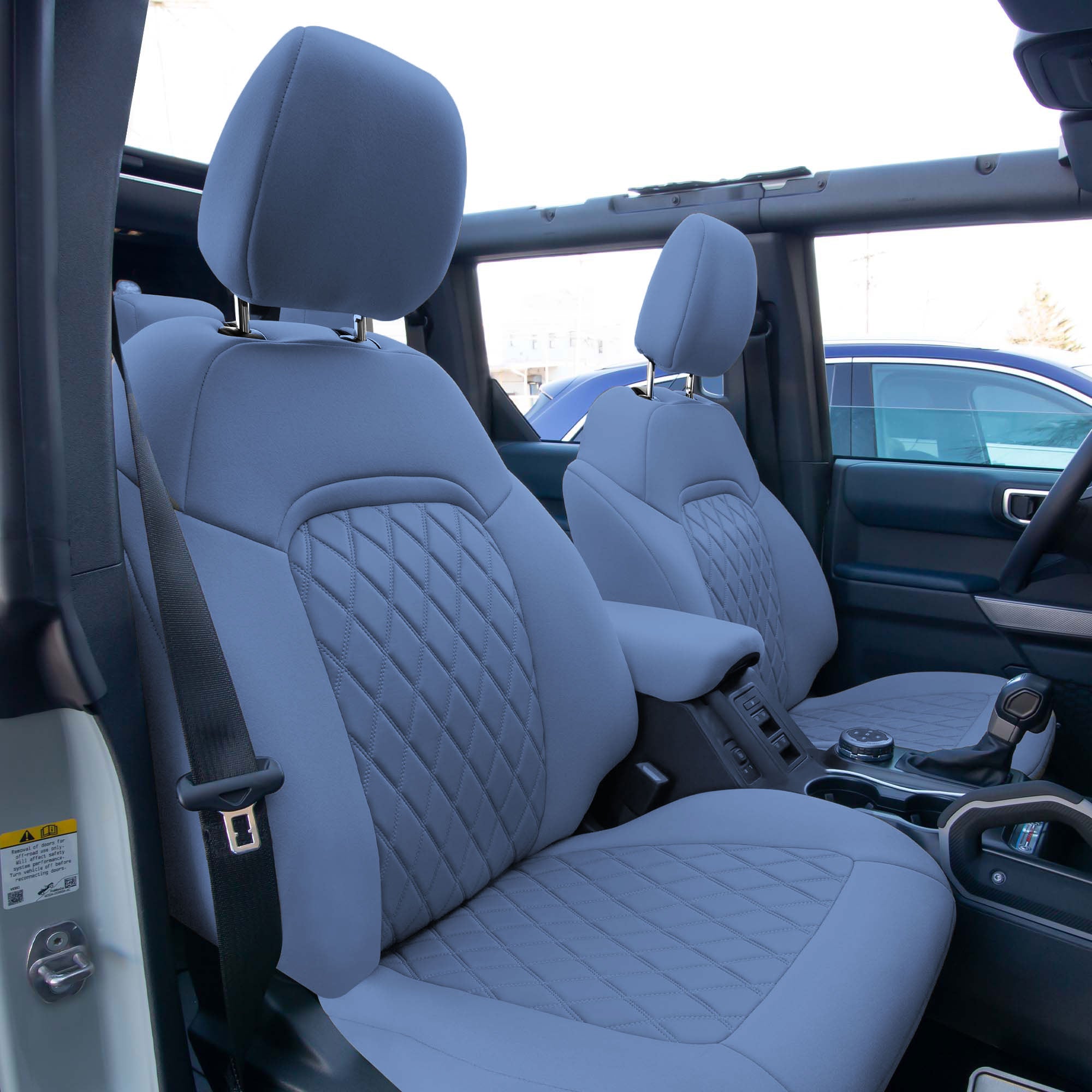 Ford Bronco Full Size SUV 2021-2024 - Front Set Seat Covers  -  Solid Blue Ultraflex Neoprene