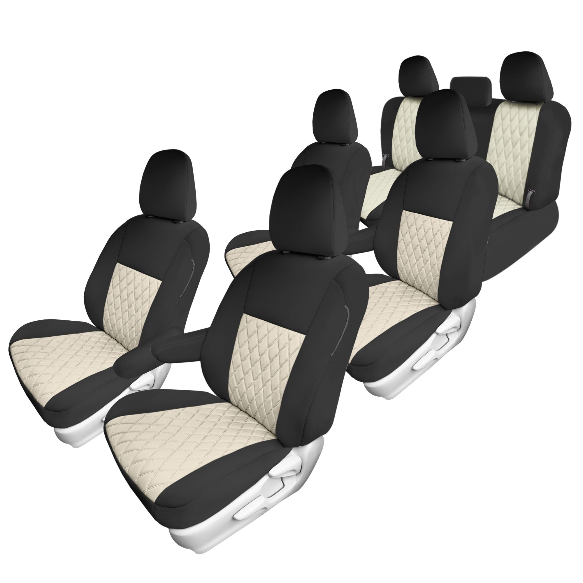 Toyota Sienna 7 Passenger 2011 - 2020 - Full Set Seat Covers - Beige Ultraflex Neoprene