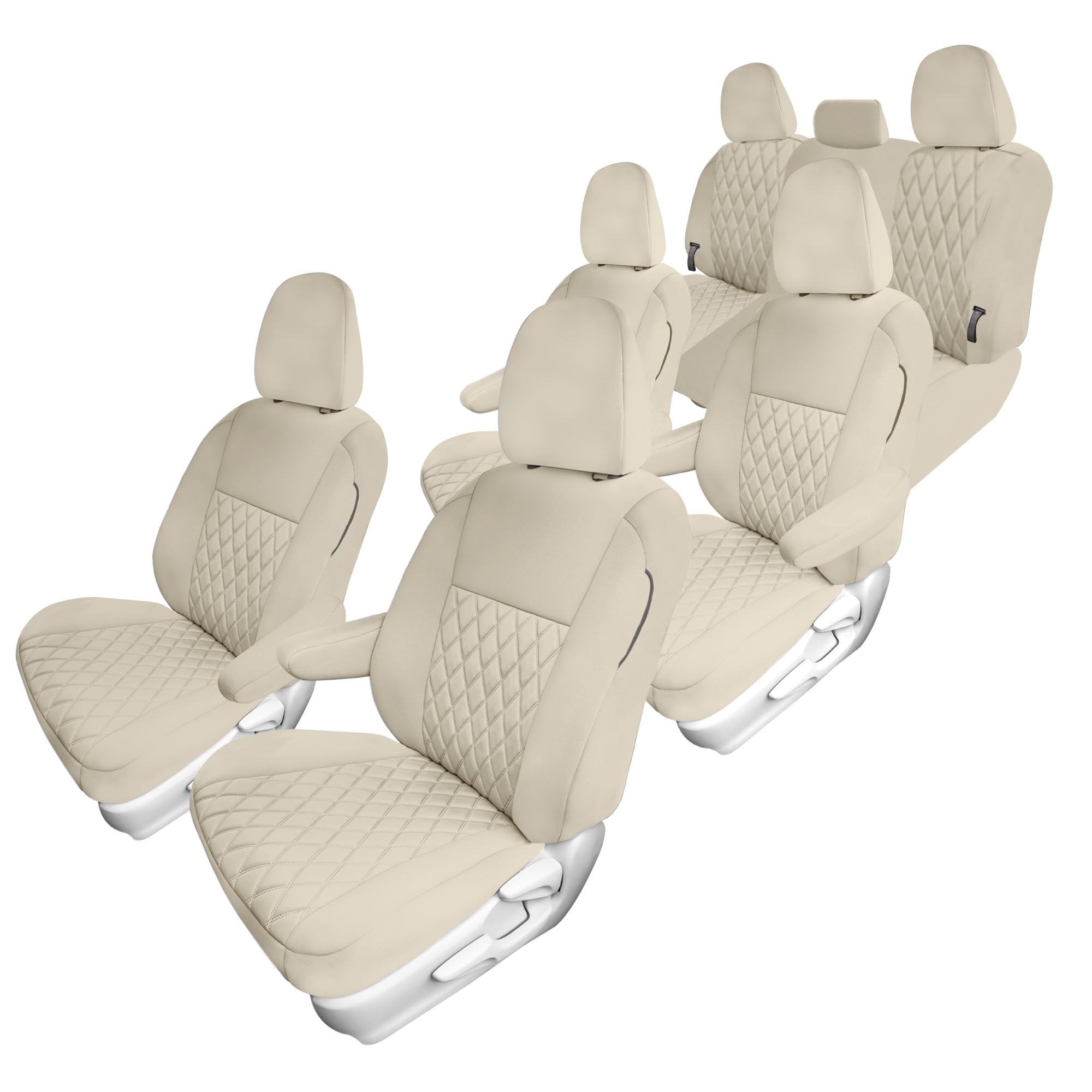 Toyota Sienna - 2011 - 2020 - Full Set Seat Covers - Solid Beige Ultraflex Neoprene