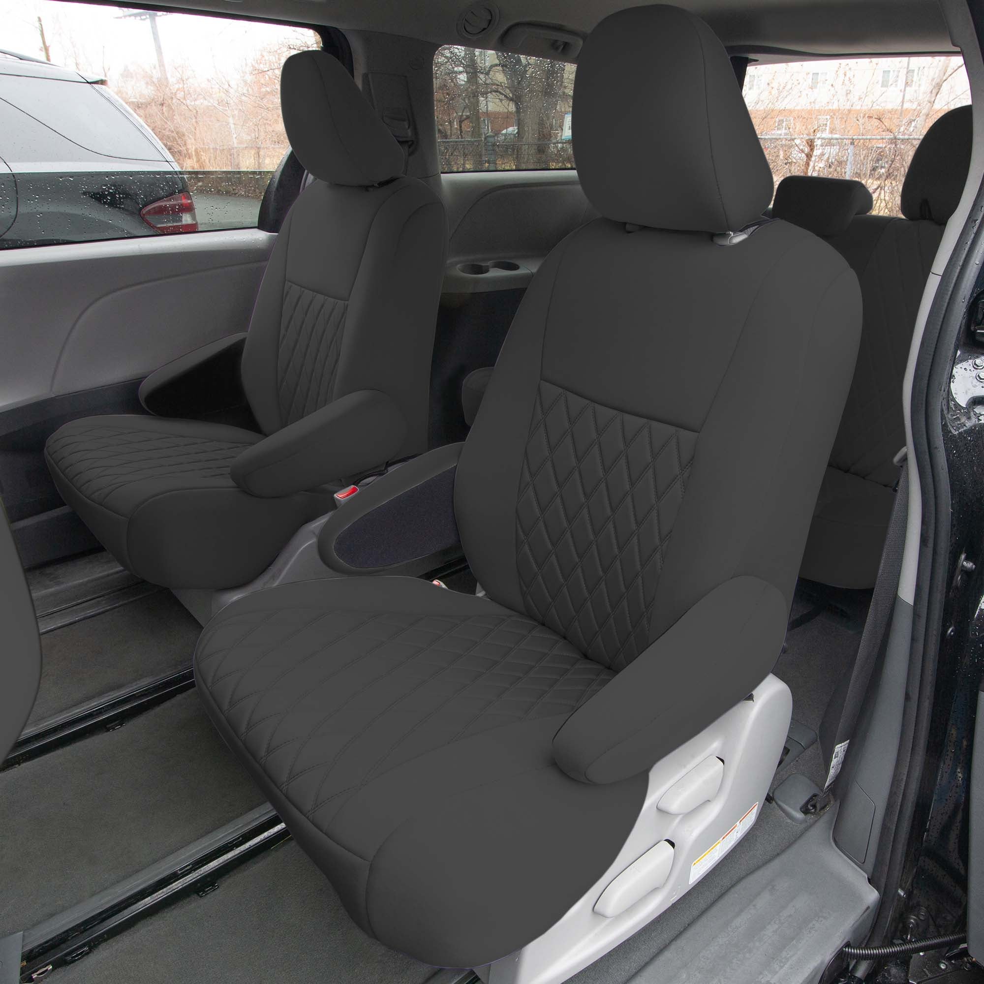 Toyota Sienna 7 Passenger 2011 - 2020 - 2nd Row Set Seat Covers - Black Ultraflex Neoprene