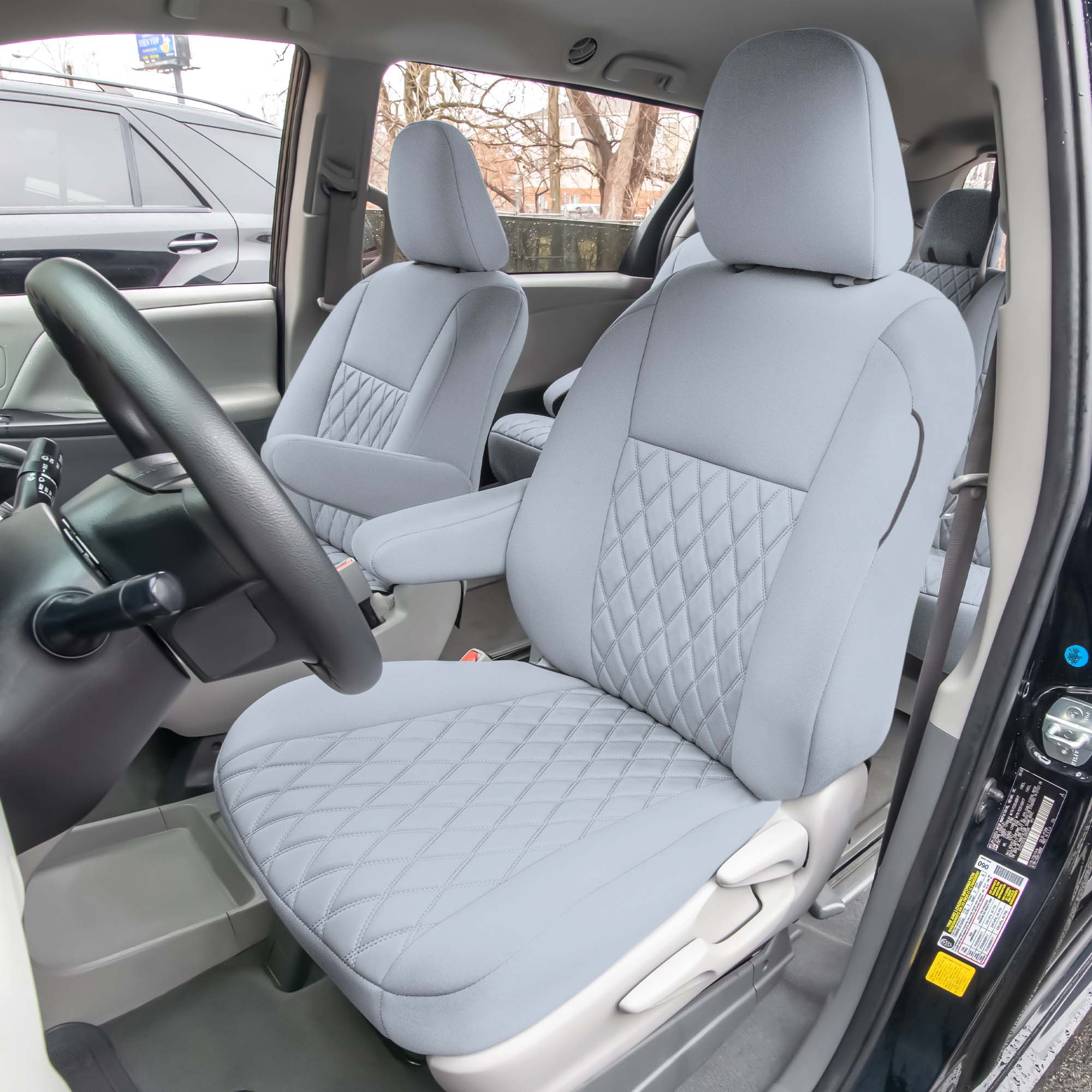 Toyota Sienna 2011 - 2020 - Front Set Seat Covers - Solid Gray Ultraflex Neoprene