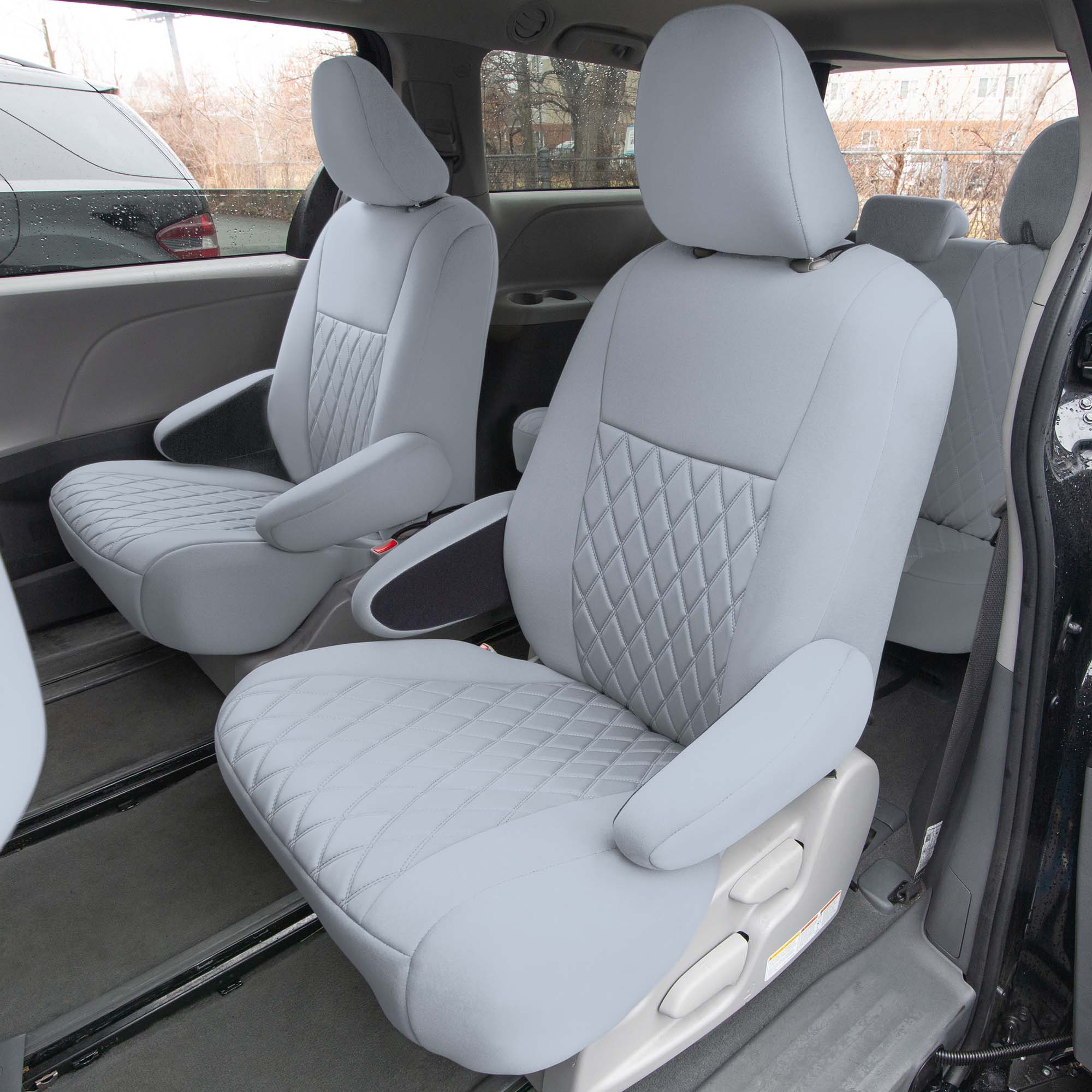 Toyota Sienna - 2011 - 2020 - 2nd Row Set Seat Covers - Solid Gray Neoprene