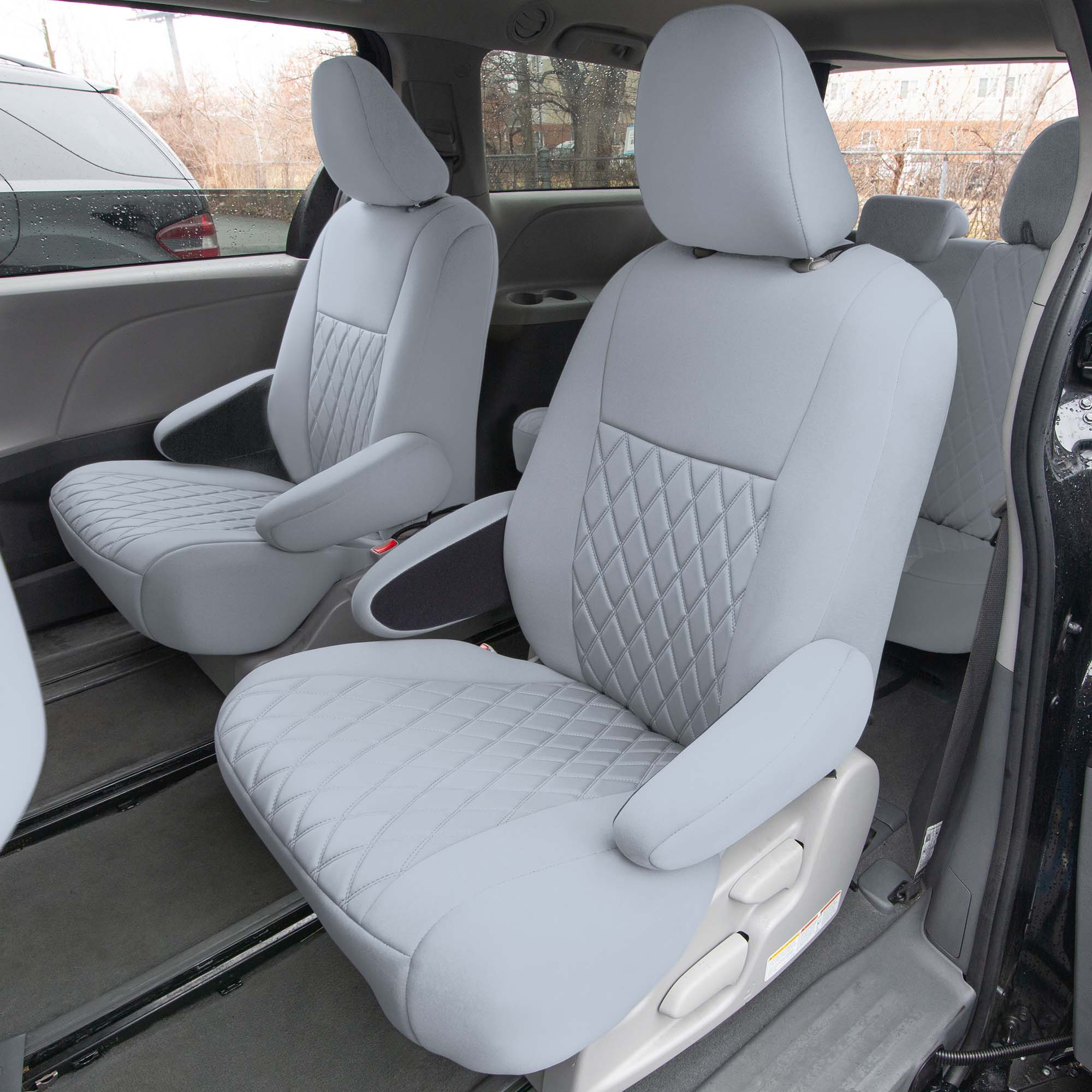 Toyota Sienna 7 Passenger 2011 - 2020 - 2nd Row Set Seat Covers - Solid Gray Ultraflex Neoprene