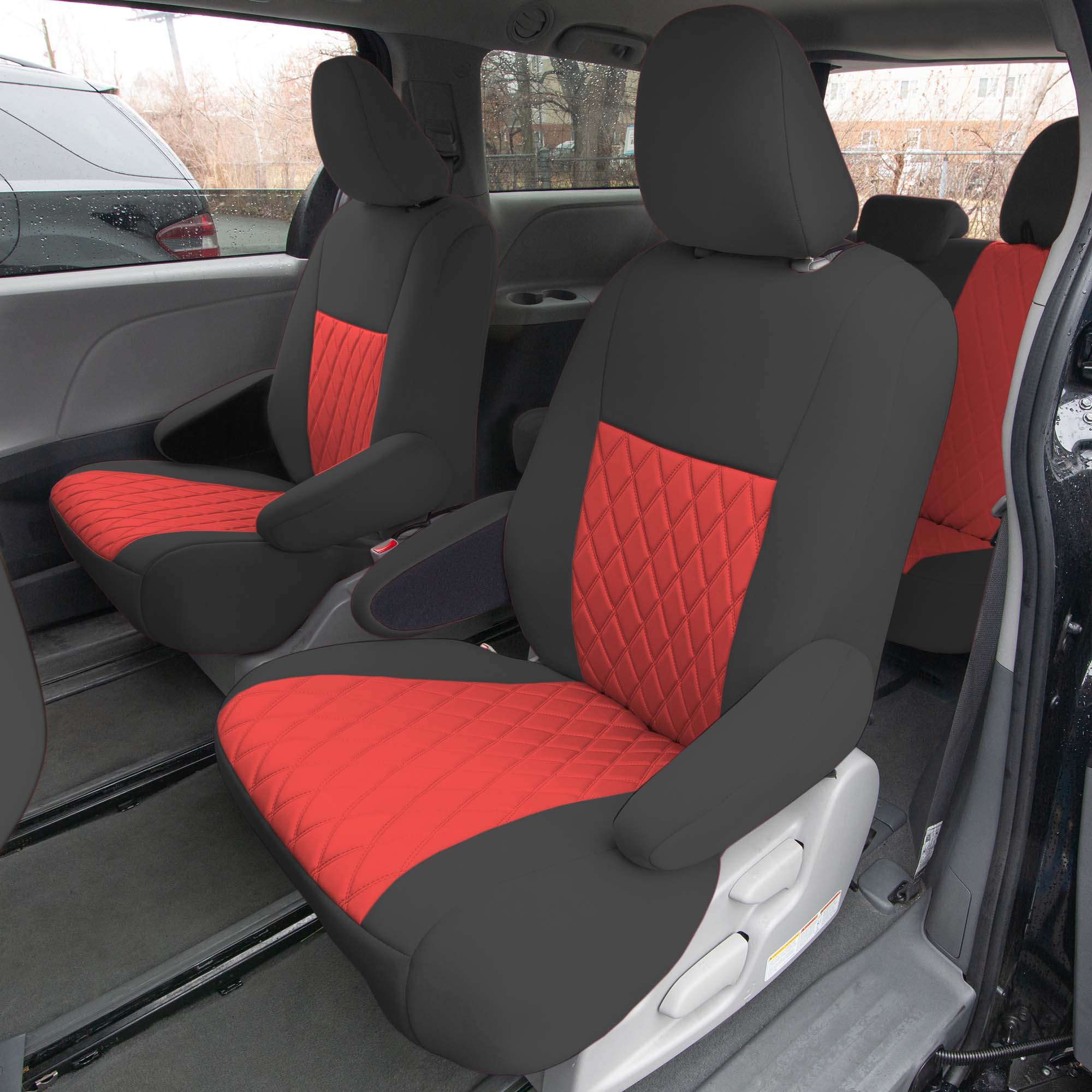 Toyota Sienna - 2011 - 2020 - 2nd Row Set Seat Covers - Red Neoprene