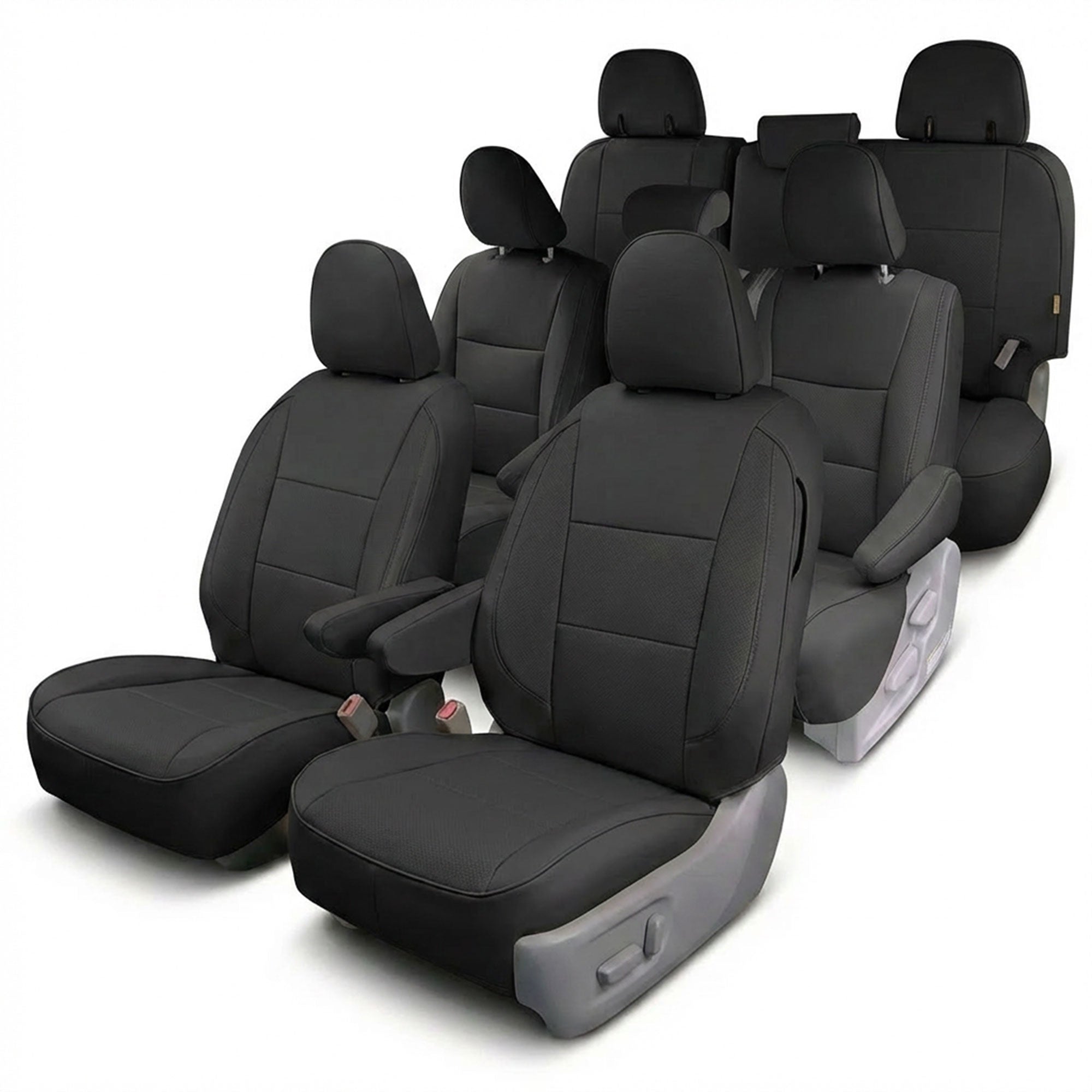 Toyota Sienna 8 Passenger 2011 - 2020 - Full Set Seat Covers - Black Faux Leather