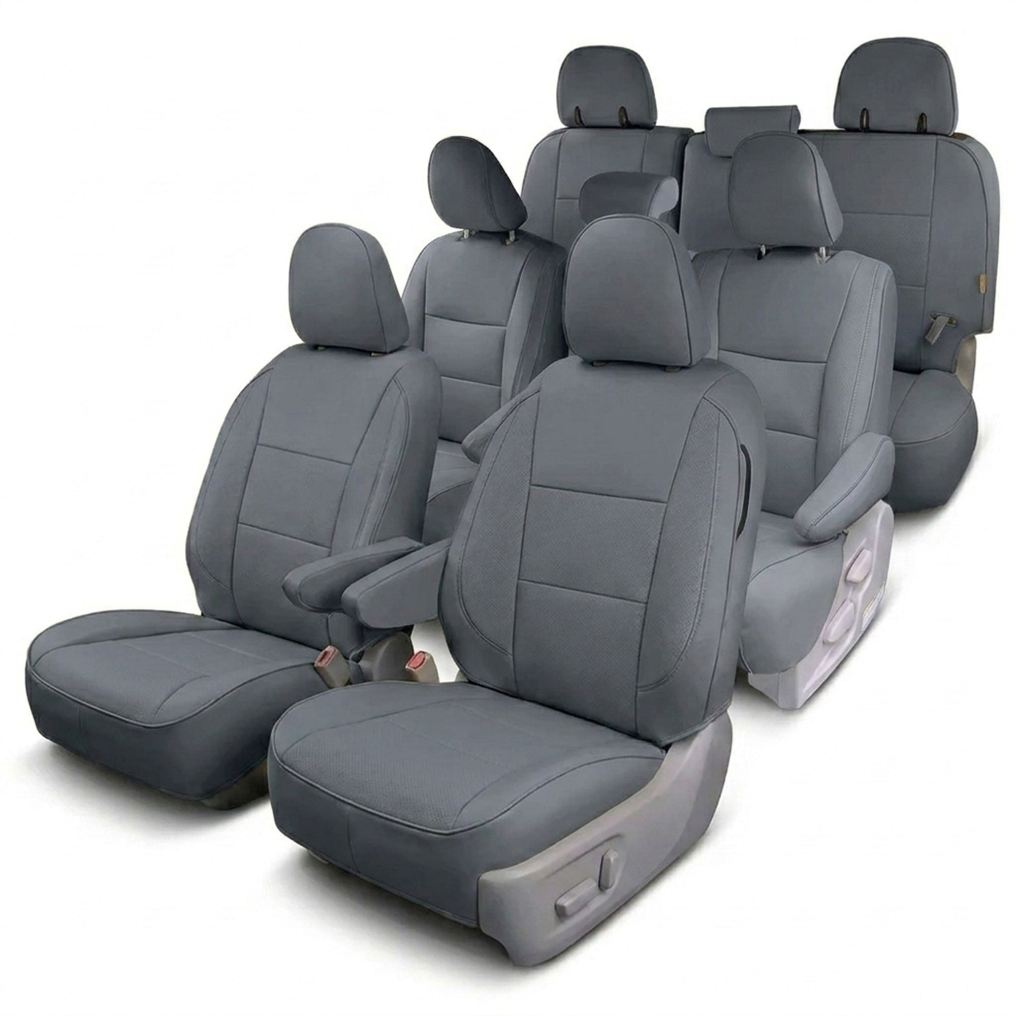 Toyota Sienna 8 Passenger 2011 - 2020 - Full Set Seat Covers - Solid Gray Faux Leather