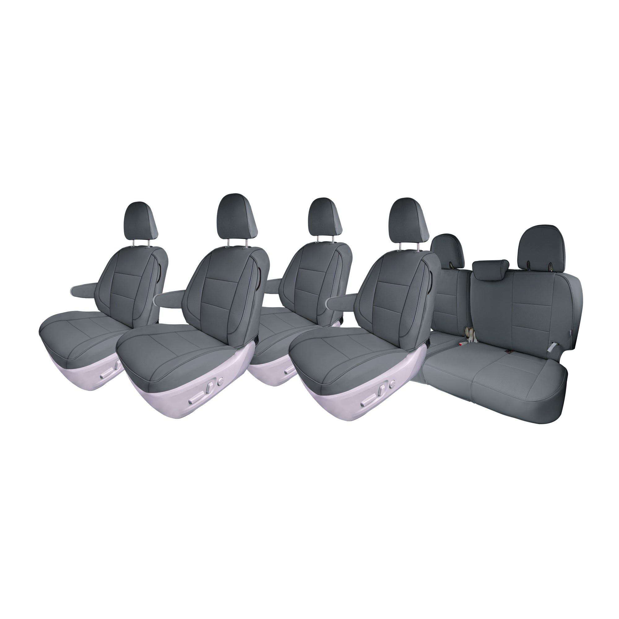Toyota Sienna 7 Passenger - 2021 - 2024 - Full Set Seat Covers - Solid Gray Faux Leather