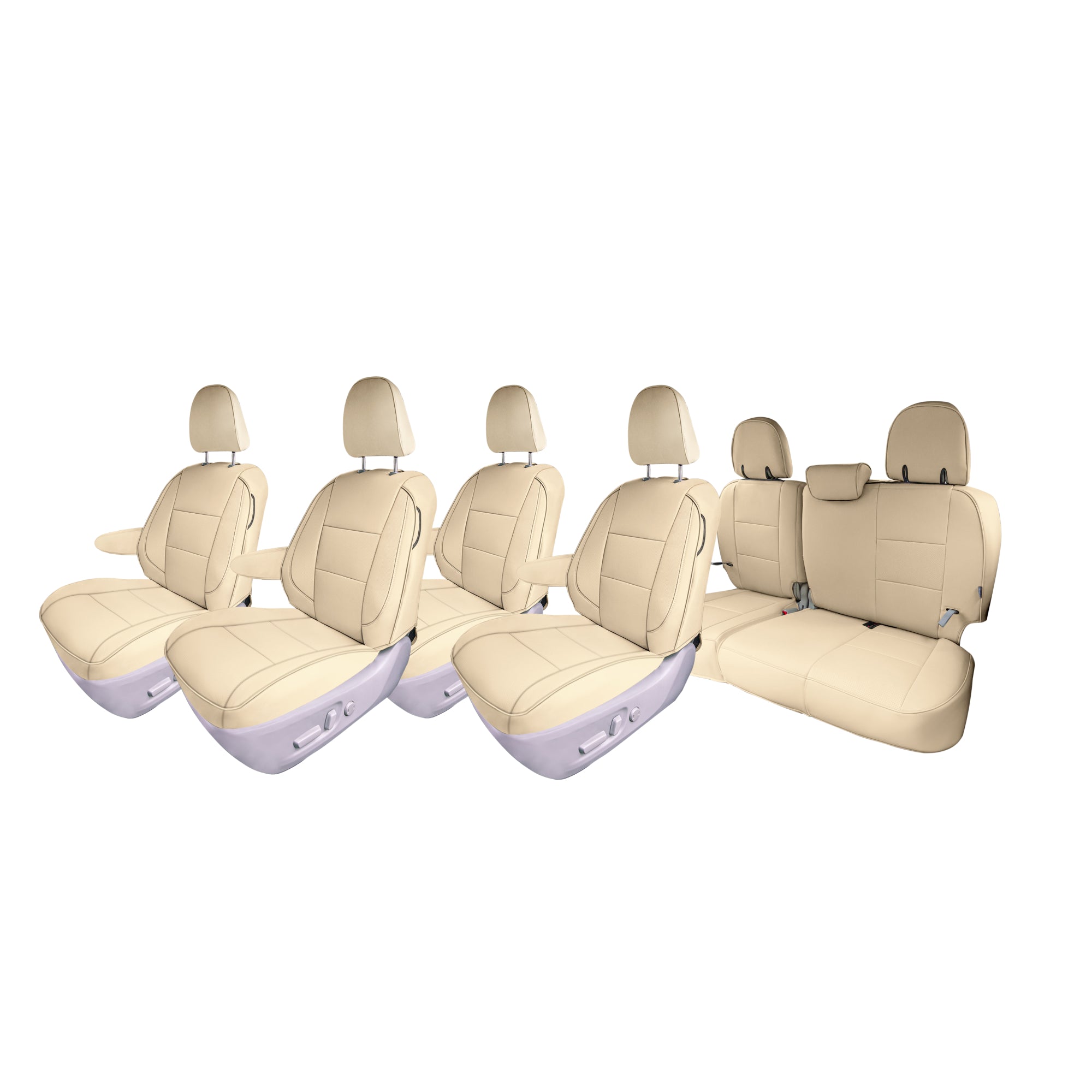Toyota Sienna 7 Passenger - 2021 - 2024 - Full Set Seat Covers - Solid Beige Faux Leather
