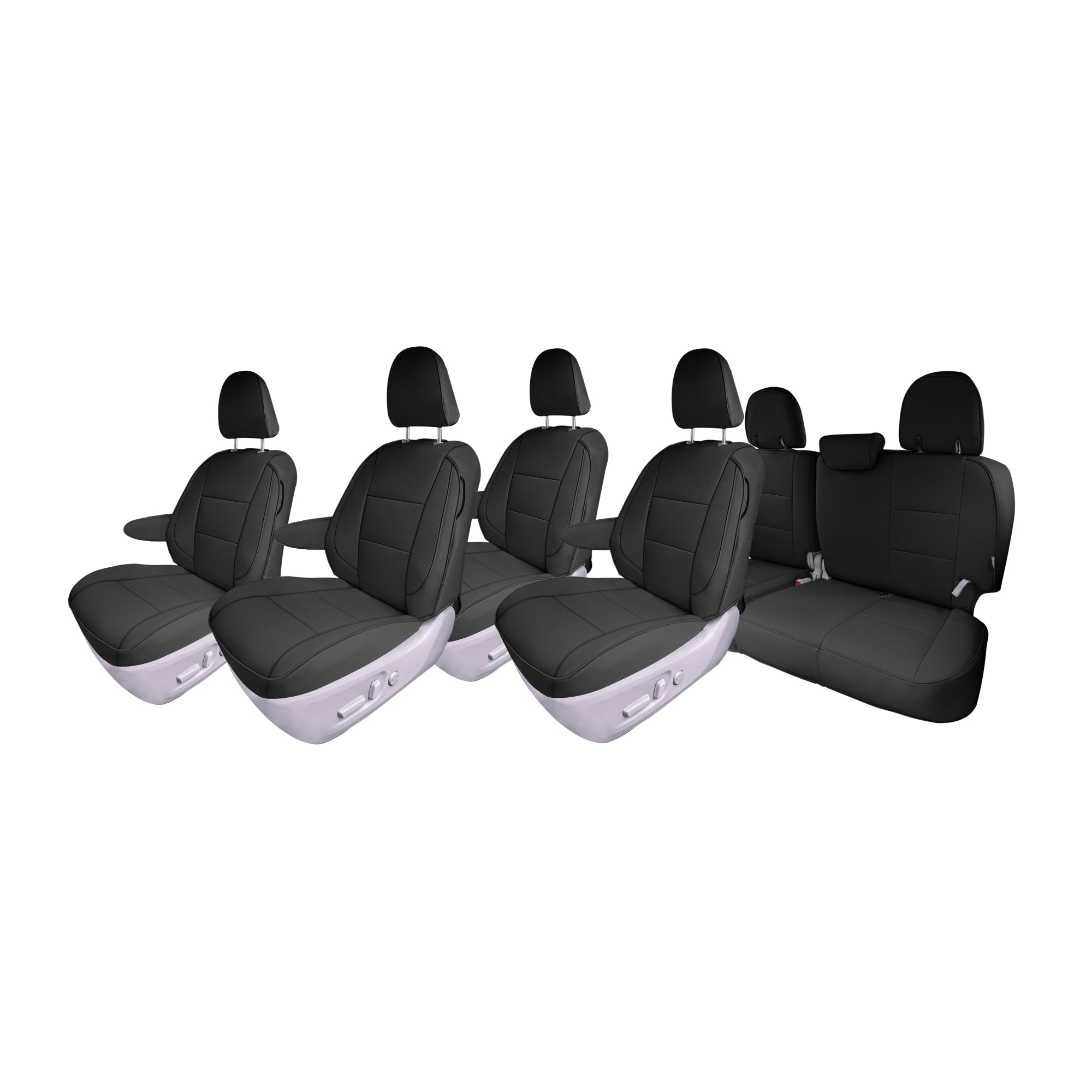 Toyota Sienna 7 Passenger - 2021 - 2024 - Full Set Seat Covers - Black Faux Leather
