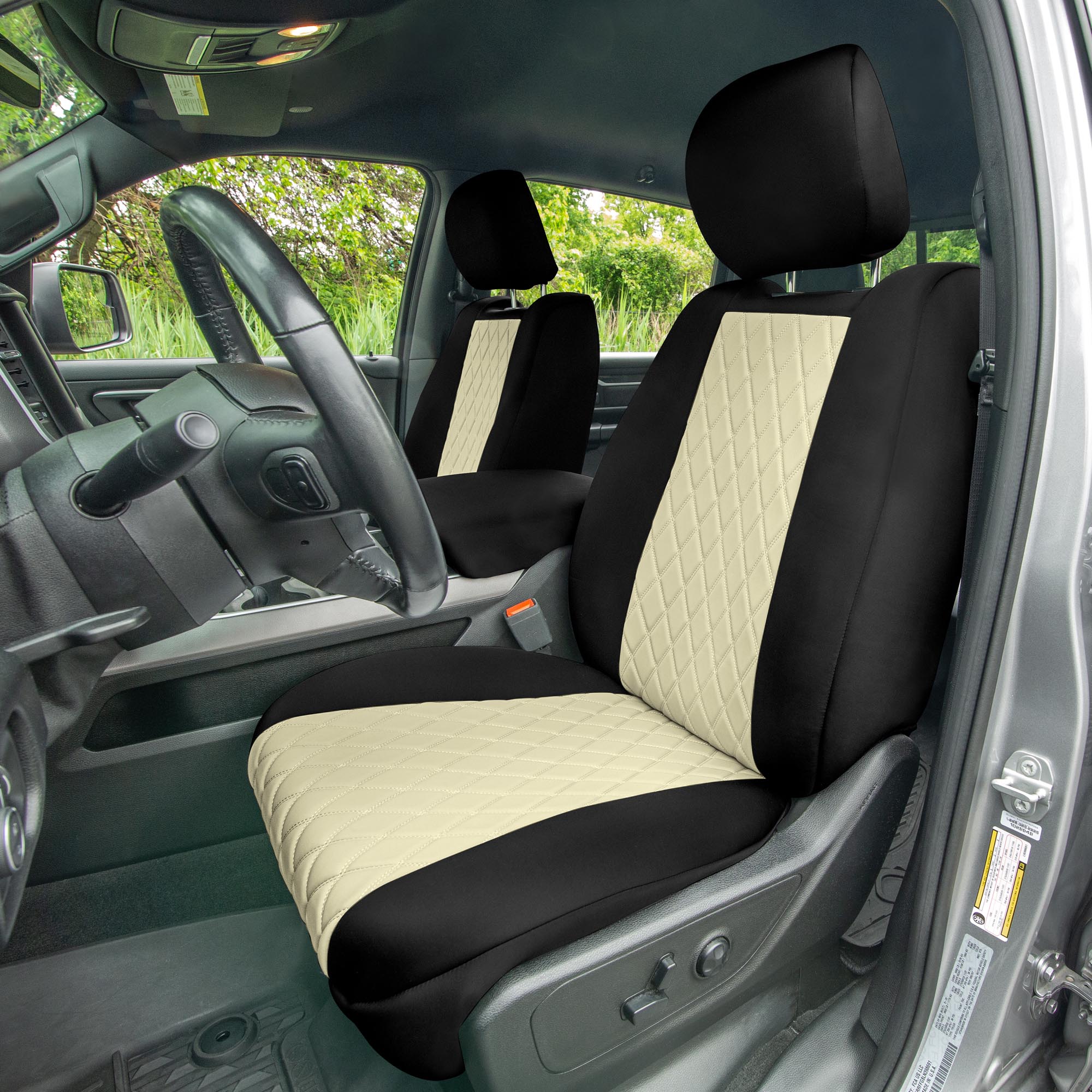 Dodge Ram 1500 2019-2022 - Front Set Seat Covers - Beige Neoprene