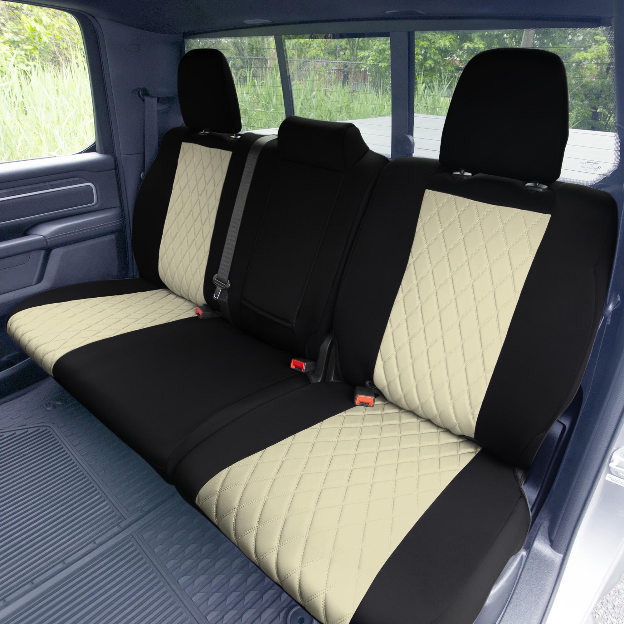 Dodge Ram 1500 2019-2022 - Rear Set Seat Covers - Beige Neoprene