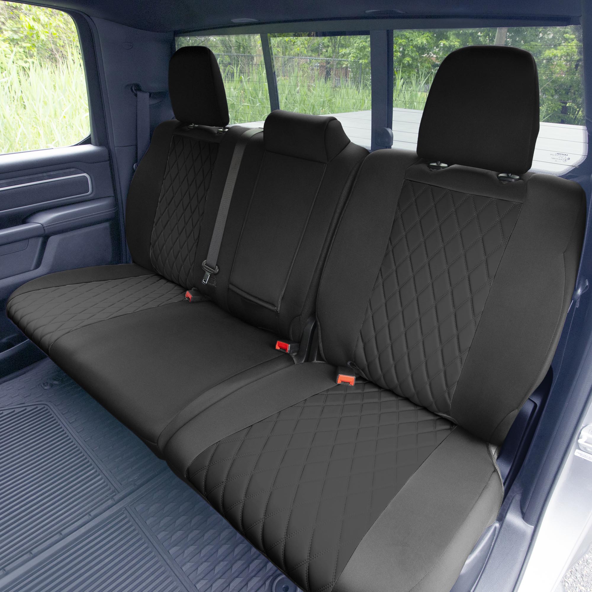 Dodge Ram 1500 2019-2024  - Rear Set Seat Covers - Black Ultraflex Neoprene