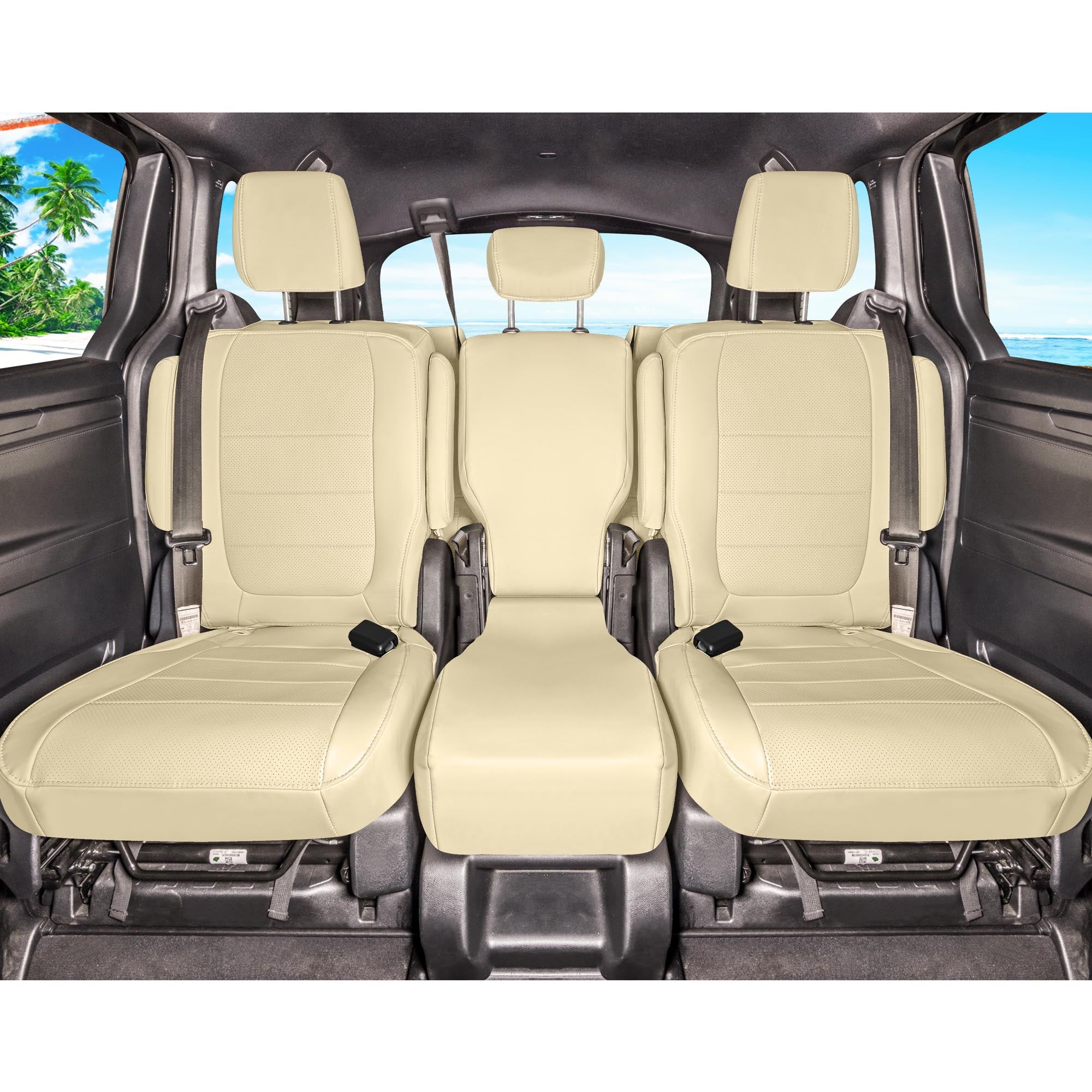 Honda Odyssey 2018 - 2025 - 2nd Row Seat Covers - Solid Beige Faux Leather