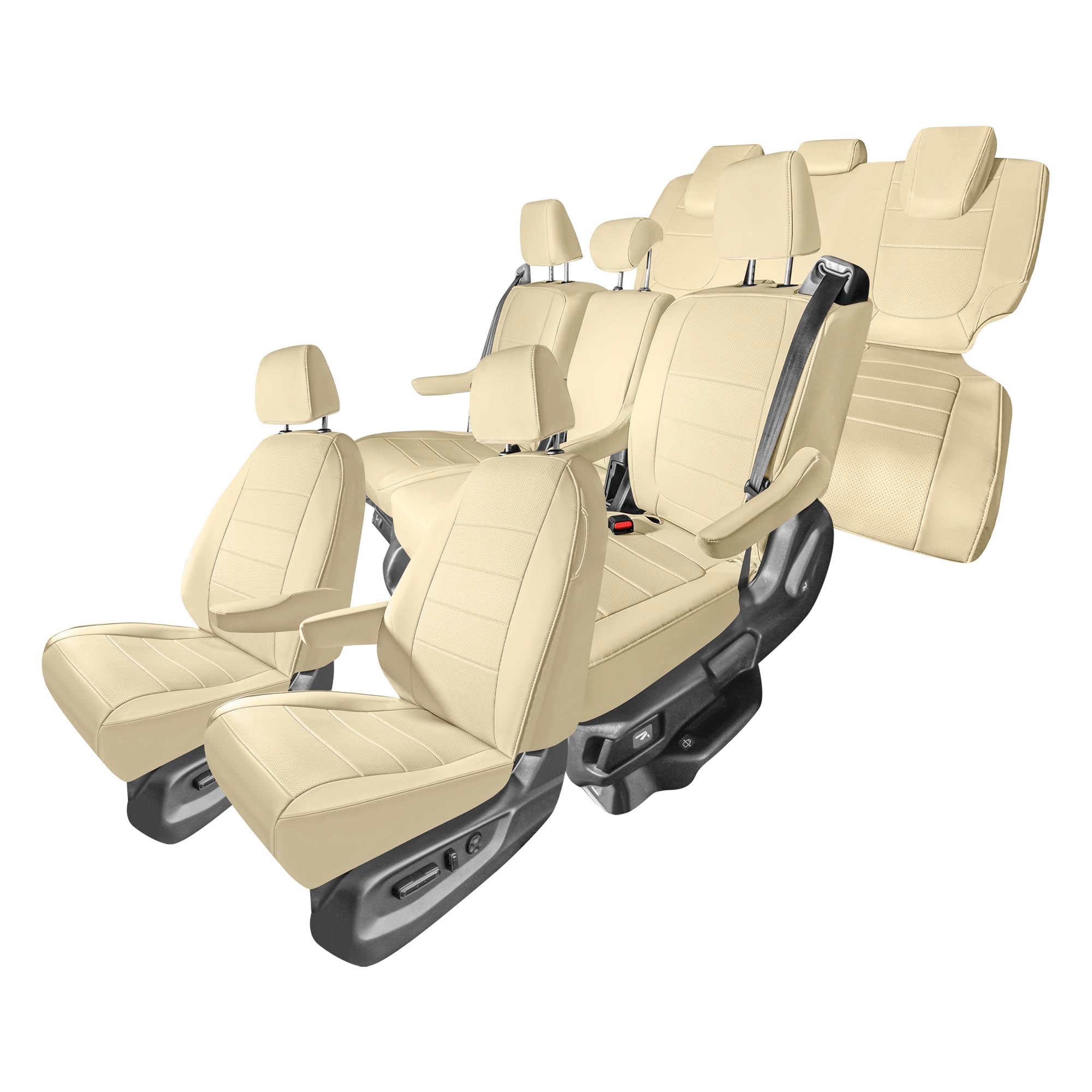 Honda Odyssey 2018 - 2025  - Full Set Seat Covers - Solid Beige Faux Leather