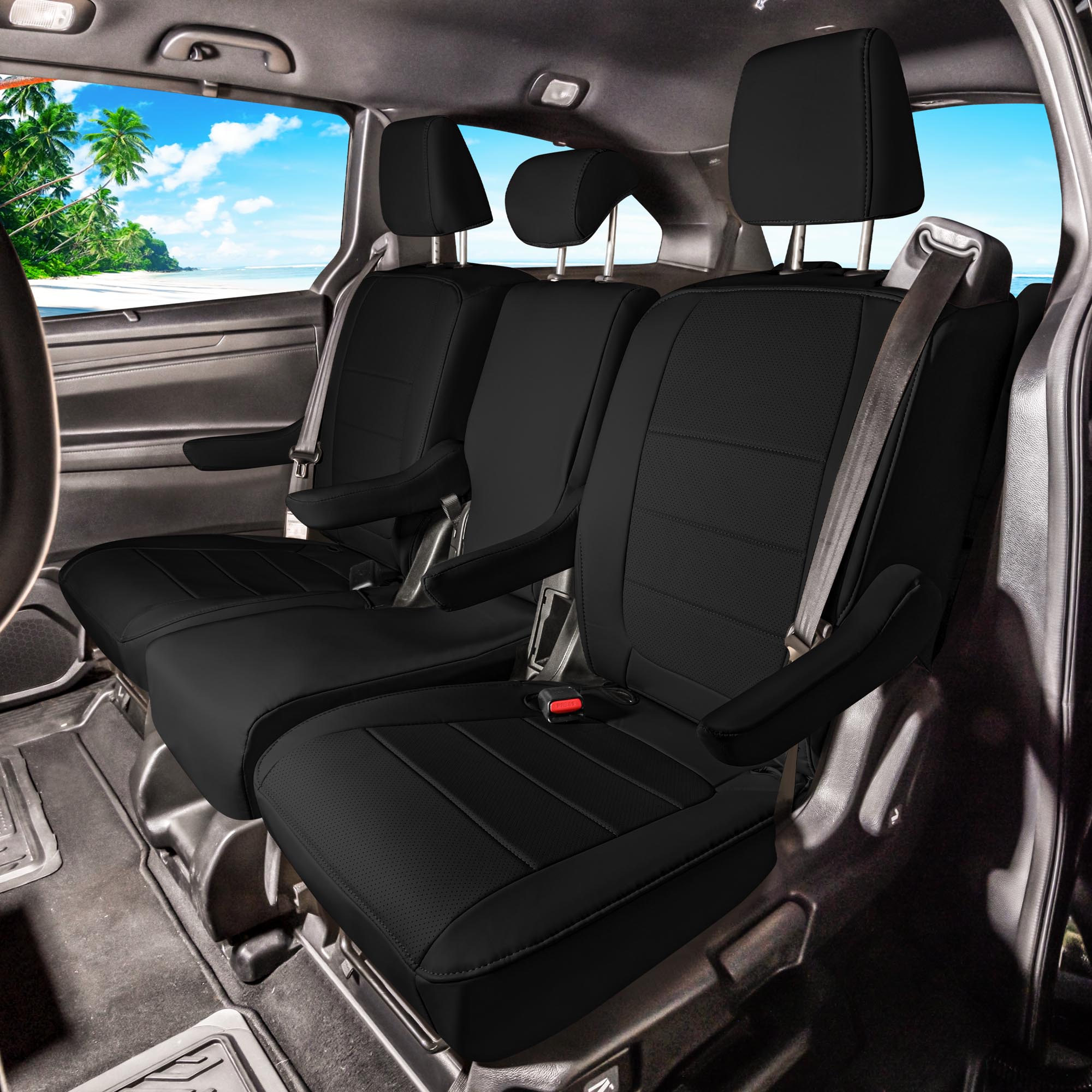 Honda Odyssey 2018 - 2025 - 2nd Row Seat Covers - Black Faux Leather