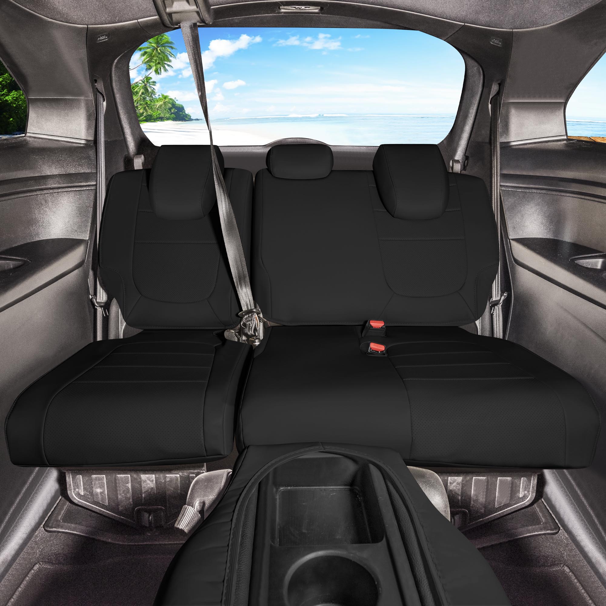 Honda Odyssey 2018 - 2025 - 3rd Row Seat Covers - Black Faux Leather