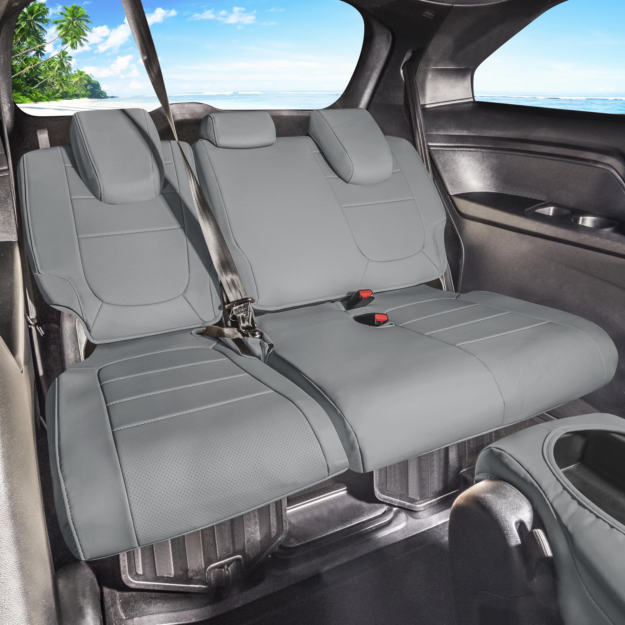 Honda Odyssey 2018 - 2025 - 3rd Row Seat Covers - Solid Gray Faux Leather