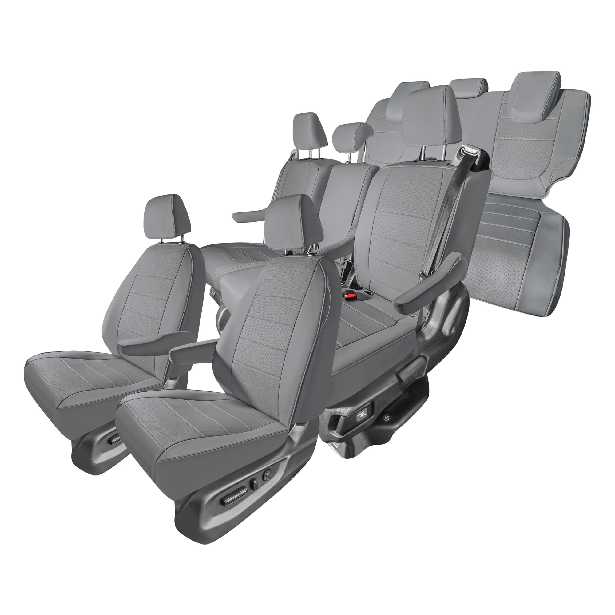 Honda Odyssey 2018 - 2025 - Full Set Seat Covers - Solid Gray Faux Leather