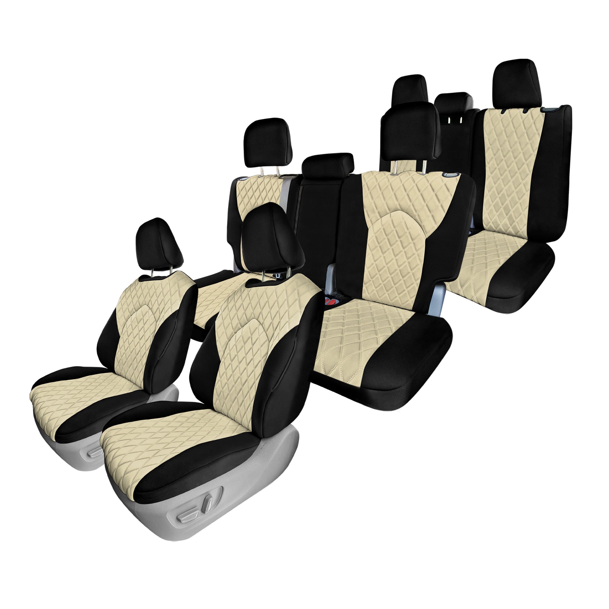 Toyota Highlander - 2020 - 2024  - Full Set Seat Covers - Beige Ultraflex Neoprene