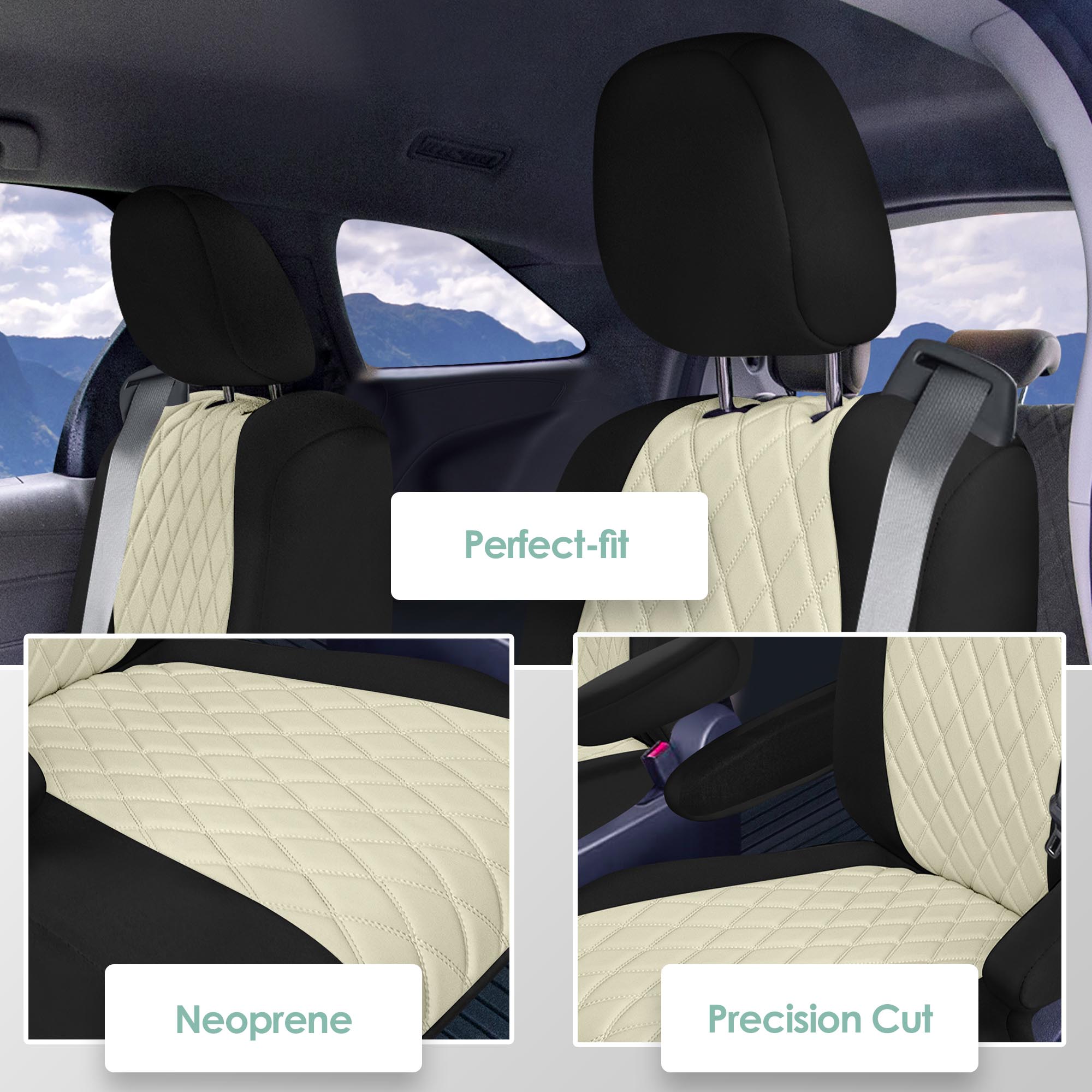 Toyota Sienna 7 Passenger - 2021 - 2024 - 2nd Row Set Seat Covers - Beige Ultraflex Neoprene