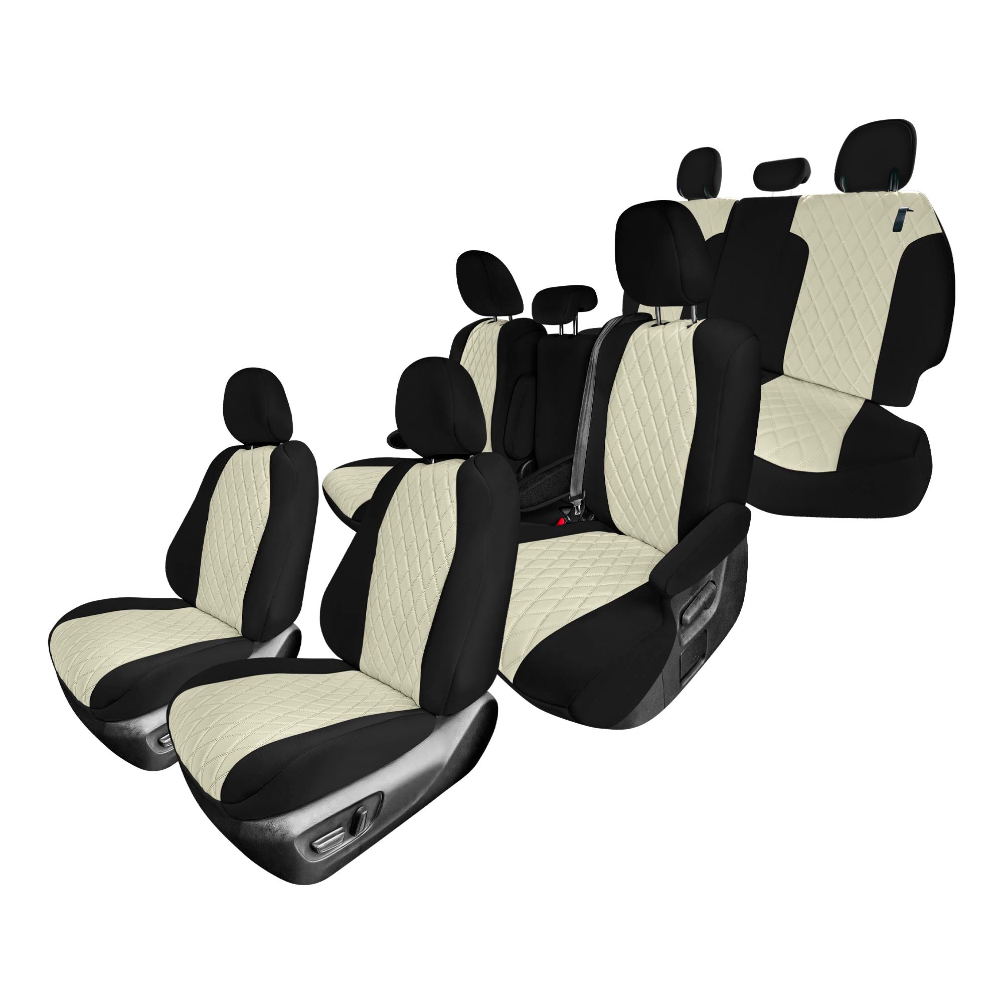 Toyota Sienna 8 Passenger - 2021 - 2024 - Full Set Seat Covers - Beige Ultraflex Neoprene