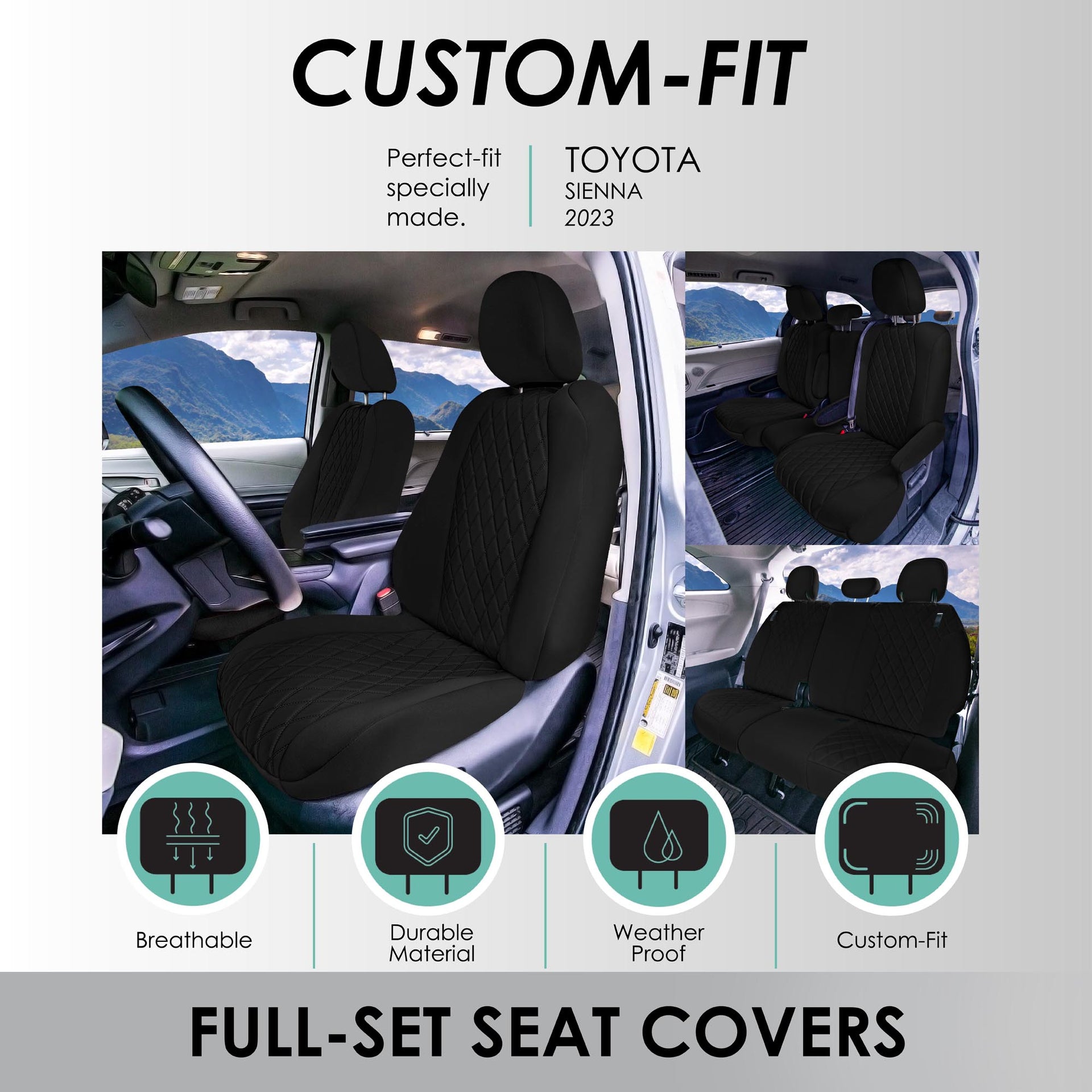 2021-2024 Toyota Sienna Custom Fit Car Seat Covers 7 or 8 Seater - Choose "Size" - Picture 11 of 73