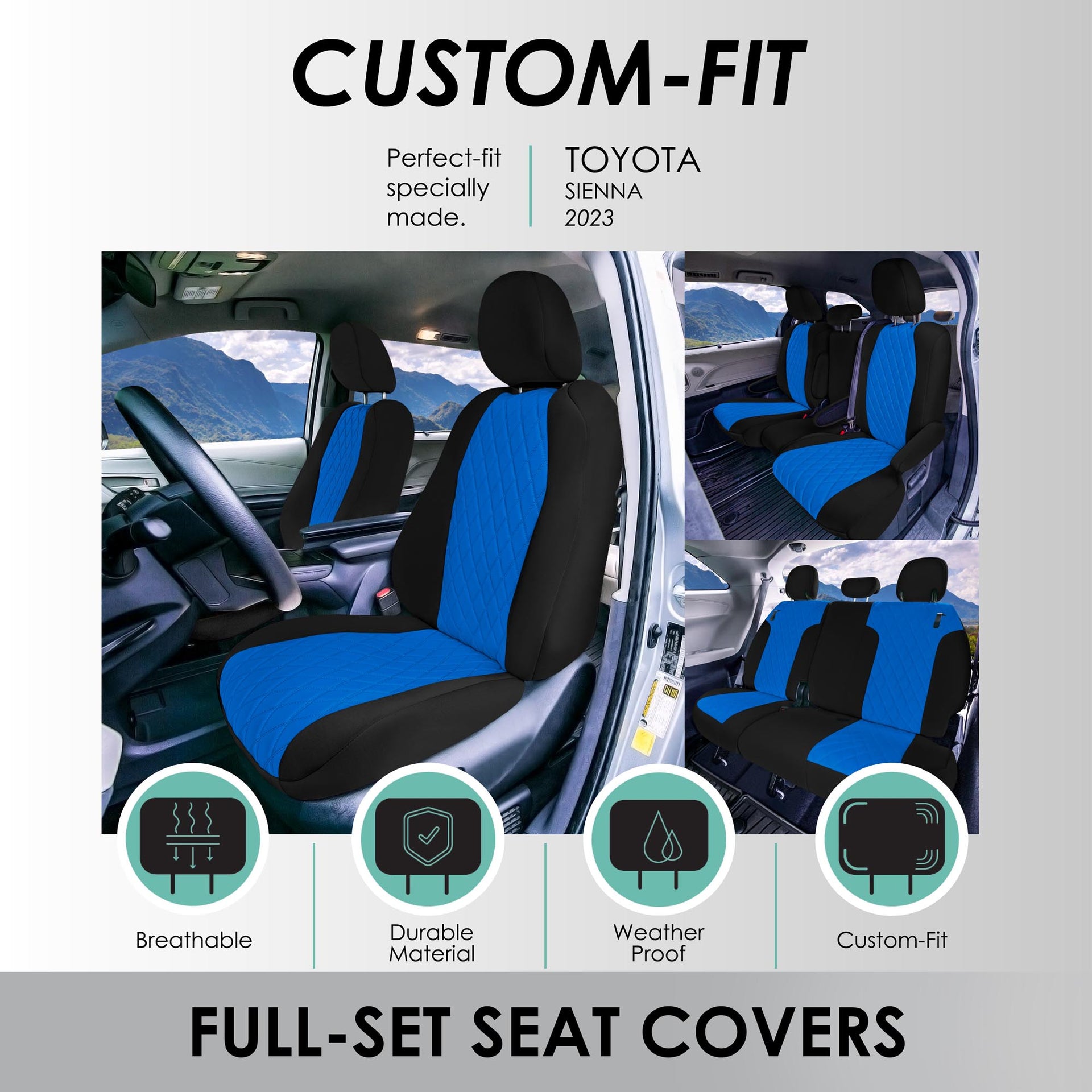 2021-2024 Toyota Sienna Custom Fit Car Seat Covers 7 or 8 Seater - Choose "Size" - Picture 27 of 73