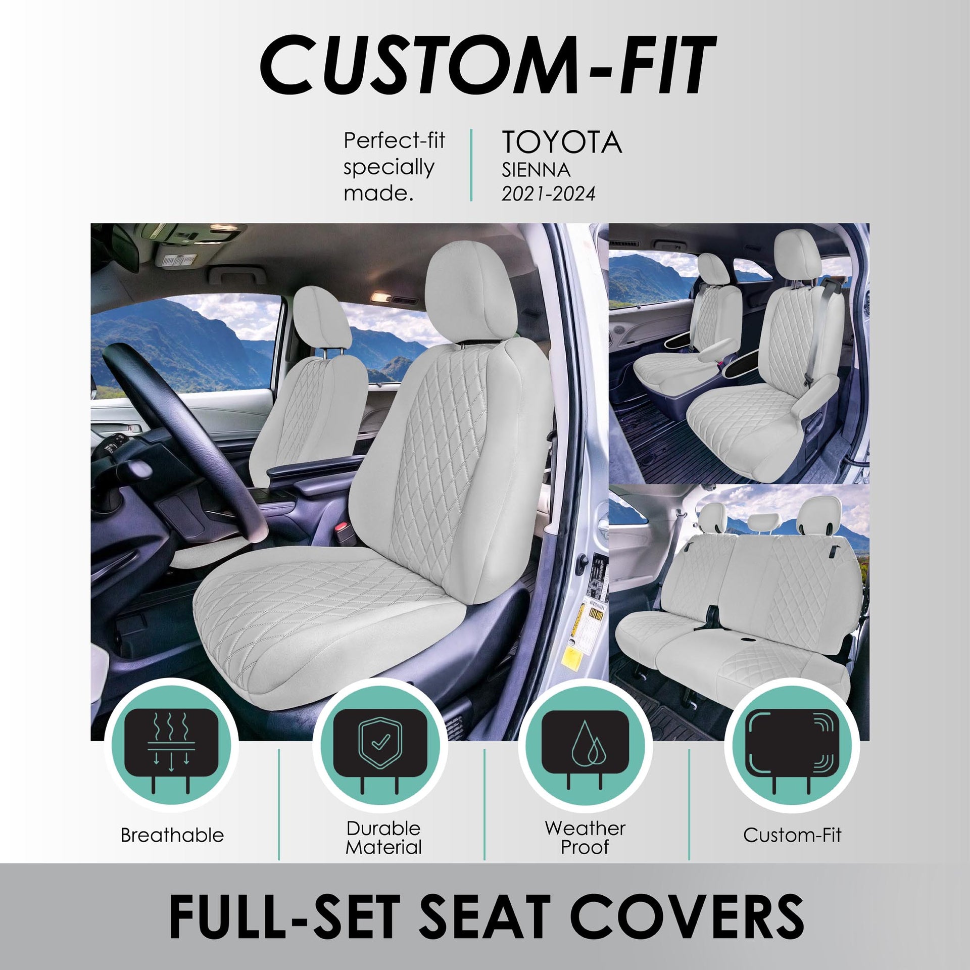 2021-2024 Toyota Sienna Custom Fit Car Seat Covers 7 or 8 Seater - Choose "Size" - Picture 63 of 73