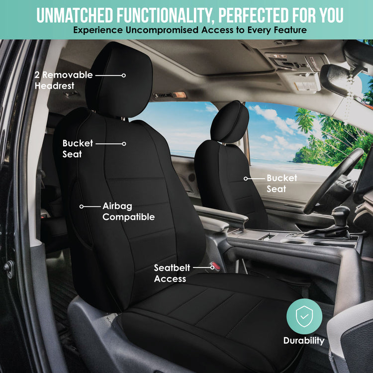 Toyota Sienna 8 Passenger - 2021 - 2024 - Full Set Seat Covers - Black Faux Leather