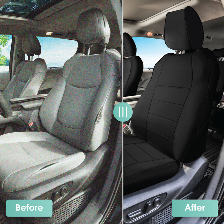 Toyota Sienna 8 Passenger - 2021 - 2024 - Full Set Seat Covers - Black Faux Leather
