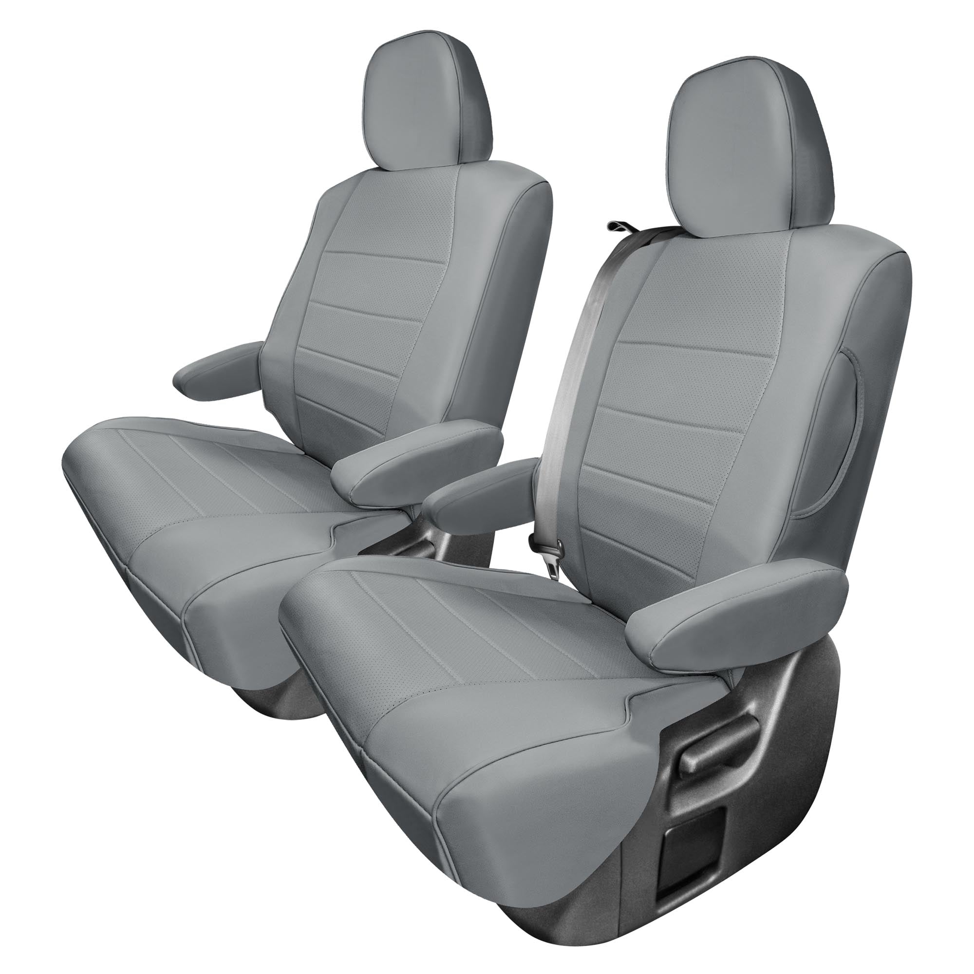 Toyota Sienna 7 Passenger - 2021 - 2024 - Full Set Seat Covers - Solid Gray Faux Leather