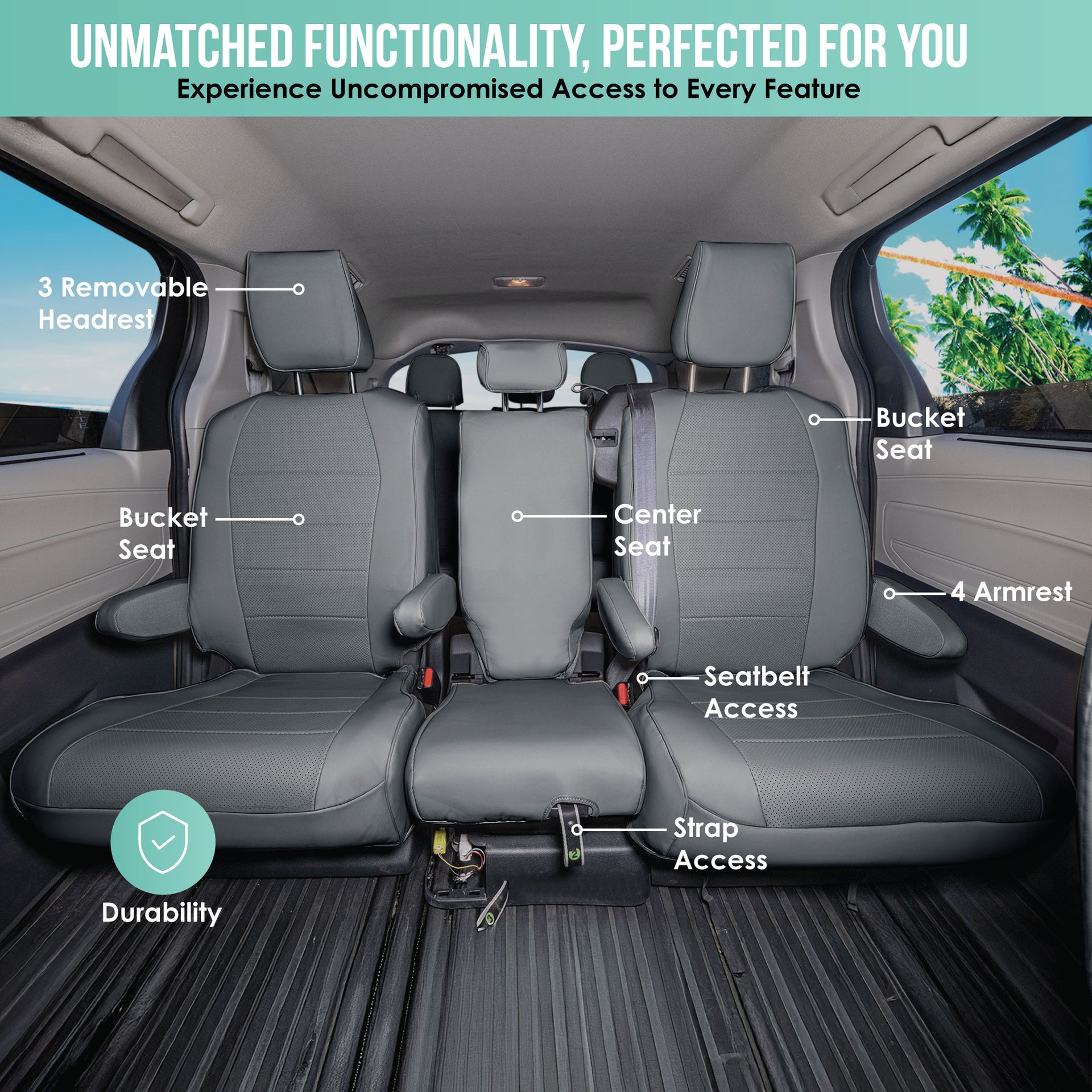 2021-2024 Toyota Sienna Custom Fit Car Seat Covers 7 or 8 Seater - Choose "Size" - Picture 70 of 73